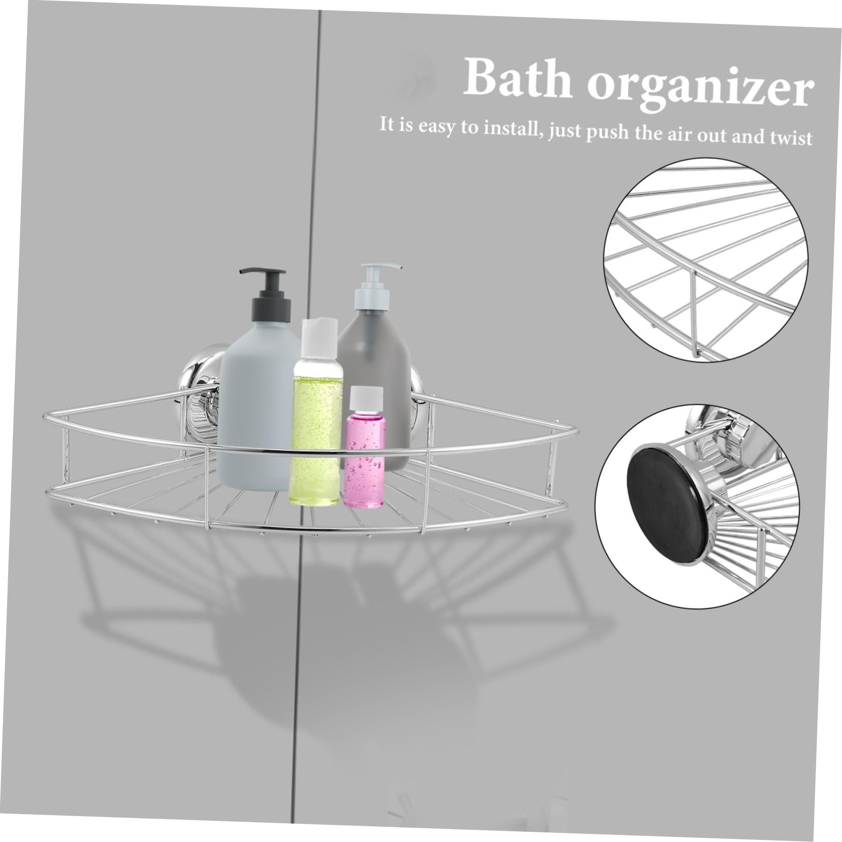 BESTYASH Mensola Angolare a Ventosa in Acciaio Inox, per Bagno e Cucina