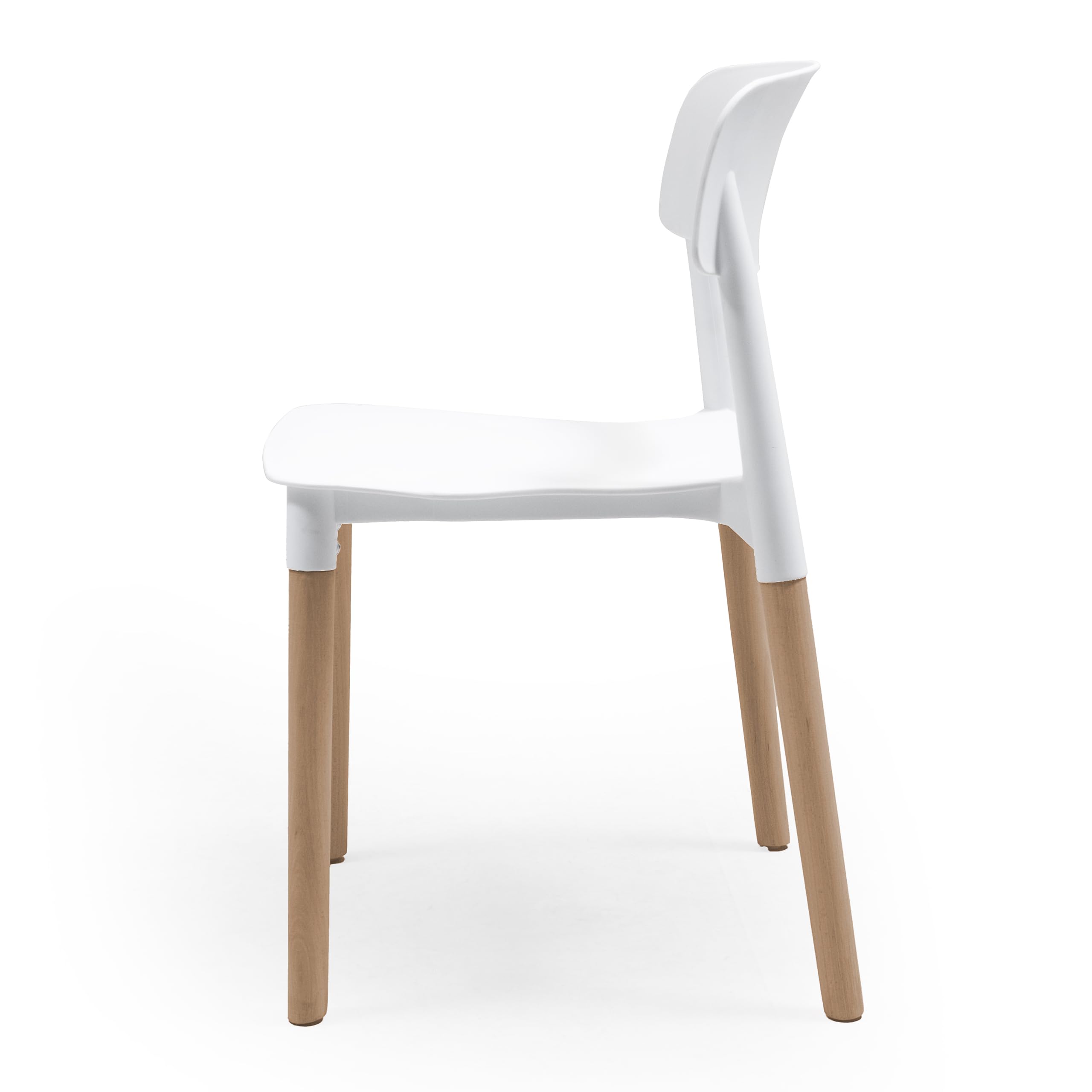 Homely – Pack de 4 sillas de Comedor o Cocina CALAS | Diseño nórdico | Sillas para Comedor, salón, Cocina | Asiento de Polipropileno Color Blanco | Patas de Madera de Haya | 45x47,5x76,5 cm