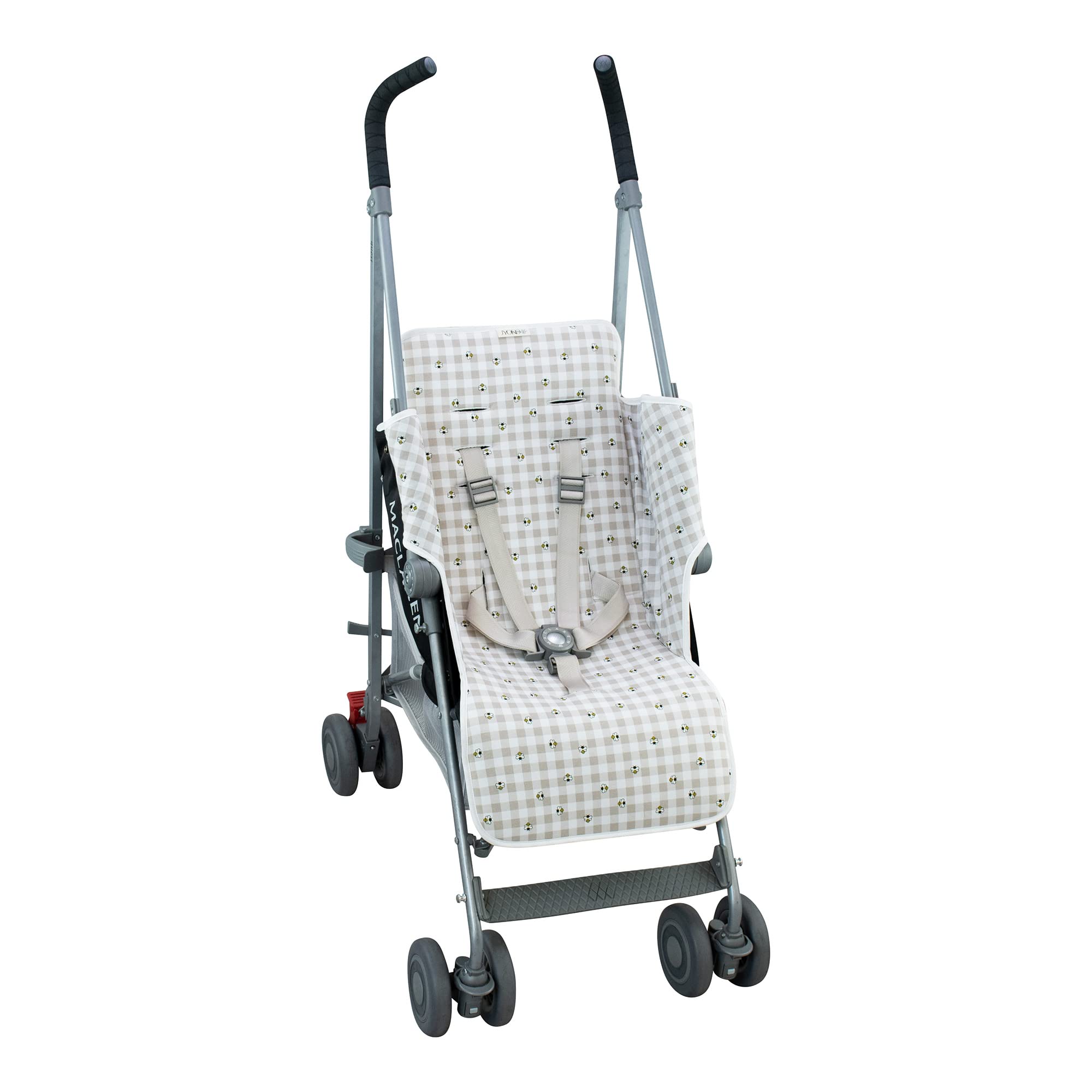 JYOKO KIDS Colchoneta para silla de paseo Compatible con Maclaren Quest, Techno, Triumph, XT, 100% Algodón (Picnic Vichy) — view 2