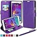 Galaxy Note 4 Case, LK [Kickstand Feature] Samsung Galaxy Note 4 Luxury Wallet PU Leather Case Flip Cover Built-in Card Slots & Stand with Free Stylus Pen (Leather Case Purple)