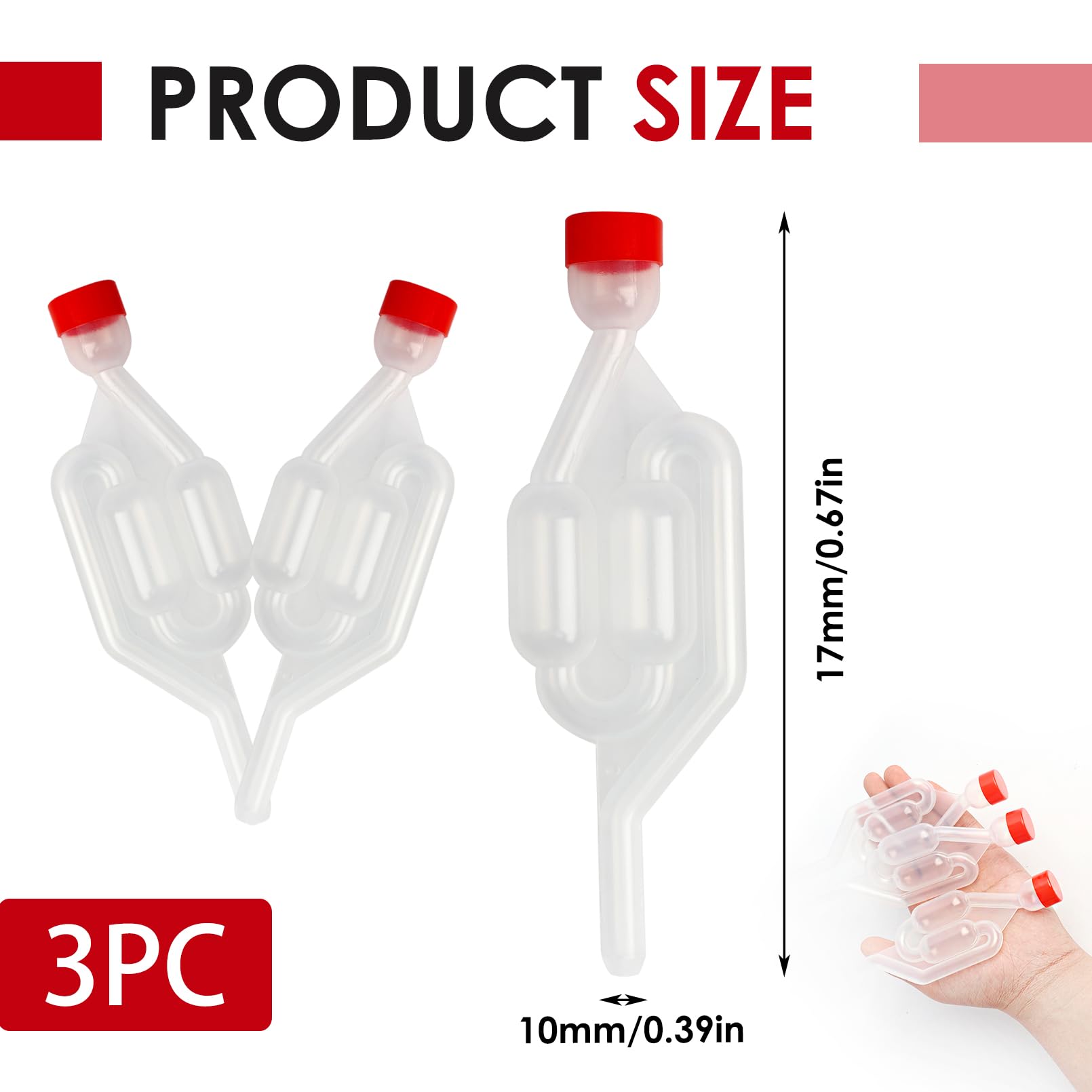 Tubo de Fermentación con Válvula de Fermentación, Bubbler para Cerveza y Vino, Airlock para Fermentación de Chucrut y Jugo de Frutas, Accesorio Esencial para Elaboración de Bebidas (Rojo)