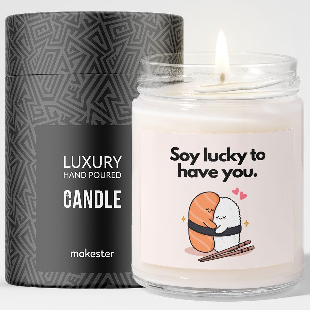 Sushi Lover Gift - Luxury Soy Wax Candle - Vanilla, Jasmine, Sugared Almond - Makester — image 1