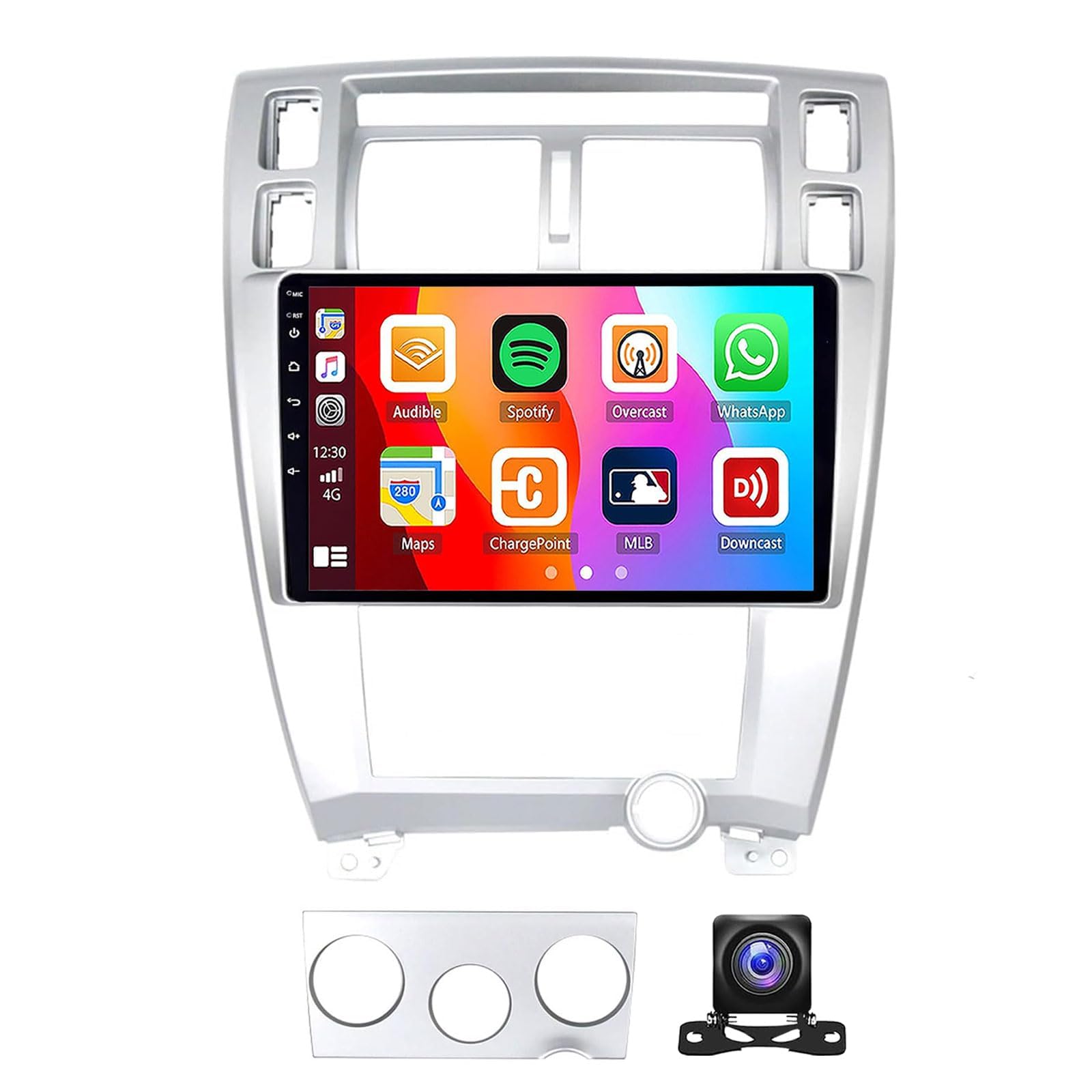 Android 15 Car Radio For Hyu-ndai Tucson 2004-2009, 10.1 Inch Touchscreen Radio With Wireless CarPlay Android Auto/WiFi/GPS Navigation/Bluetooth 5.0/32EQ/FM/RDS Rearview(Size:4G 6G+128G,Color:silver)