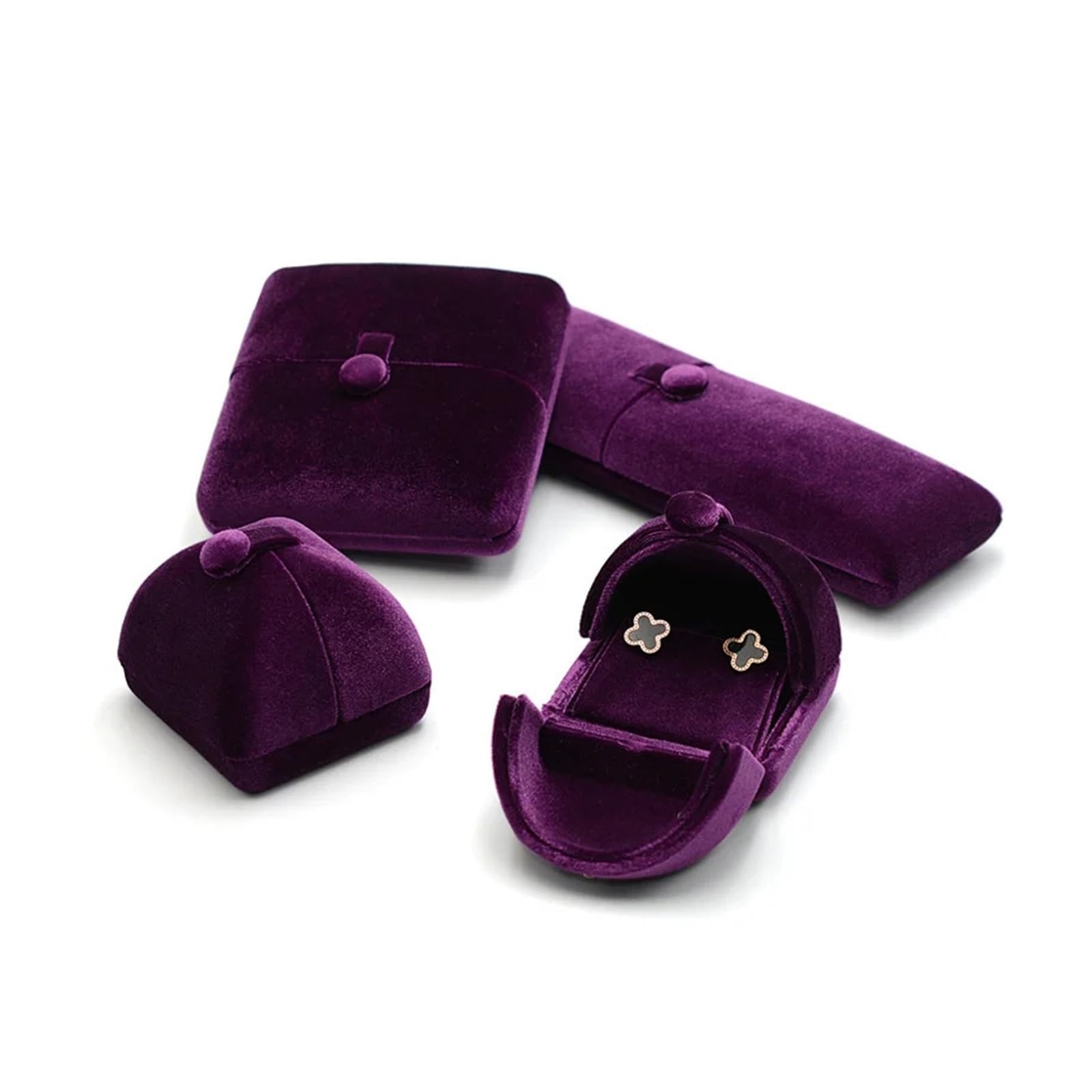 Boîte à bijoux en velours Boîte à bagues en velours véritable Double ouverture