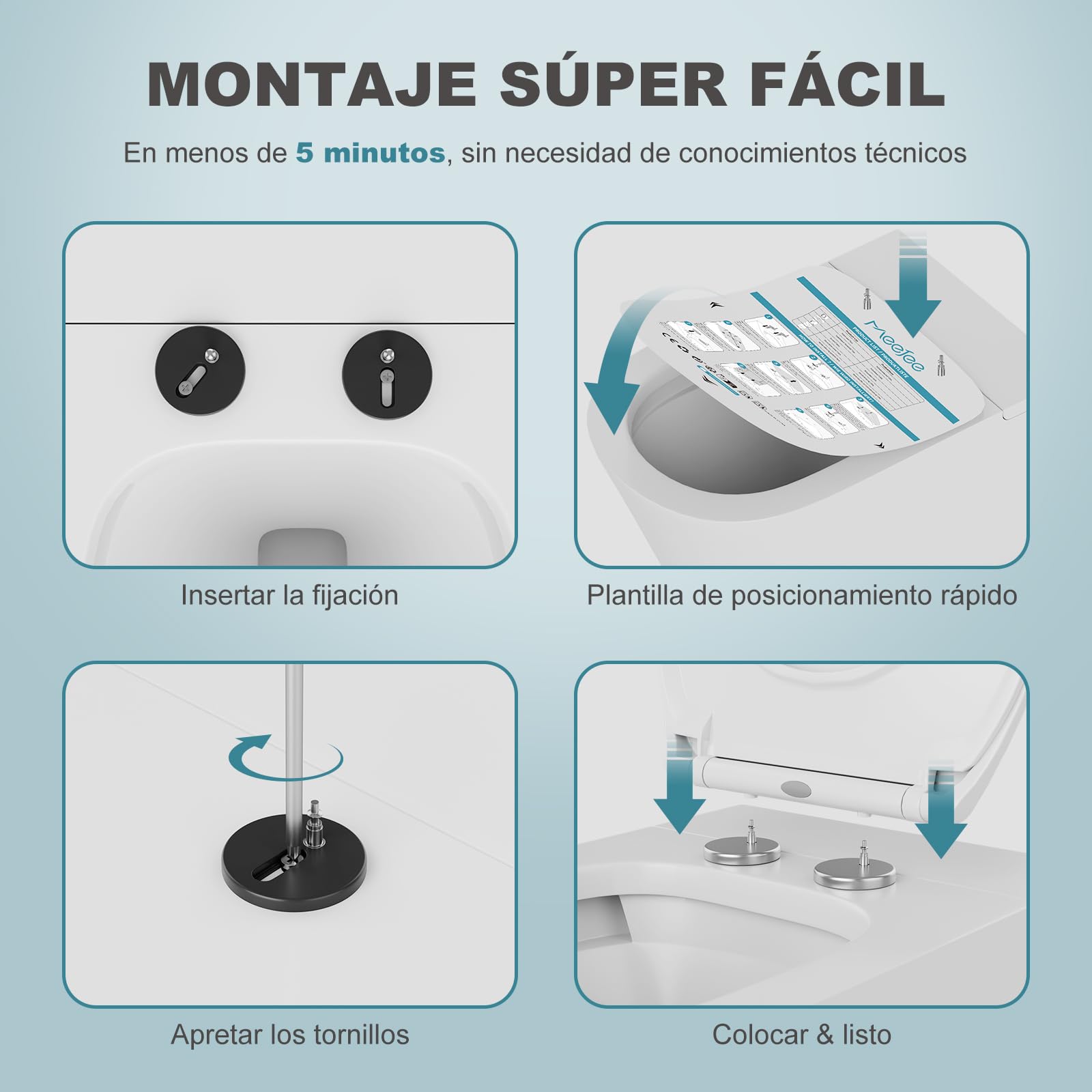 Tapa Wc Universal Amortiguada, Asiento Inodoro Blanco, Tapa de Vater Ovalada con Cierre Suave, Tapa de WC de Duroplast, Tapadera Wc para Familia, Tapa Inodoro Montaje Fácil