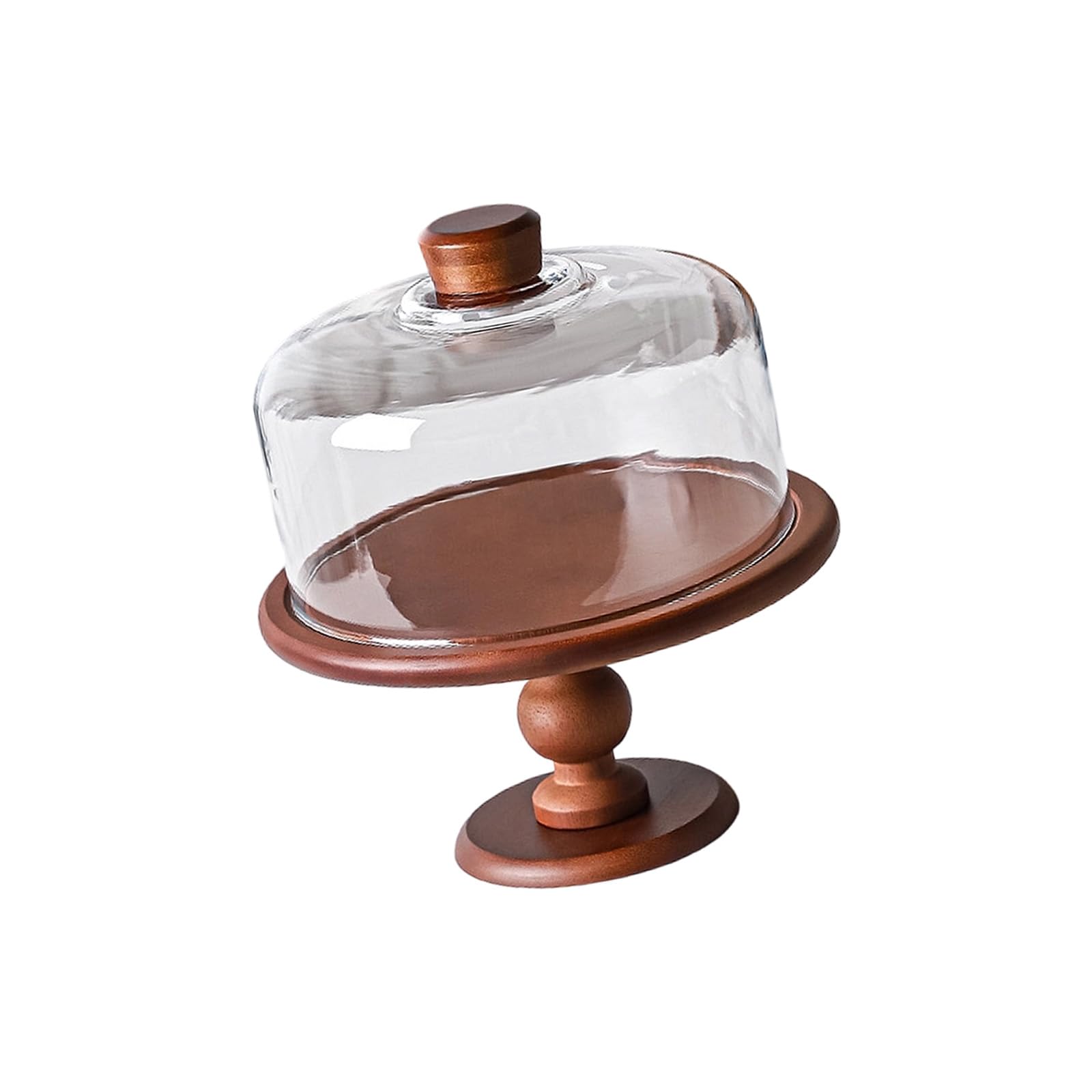 Covered Dessert Stand with Glass Dome, Wood Pedestal Cake Plate for Home Entertaining, Pastry Display, and Service Glass Cake Stand Dome Dessert Display Wood Pedestal Serving Tray Covered Pastry