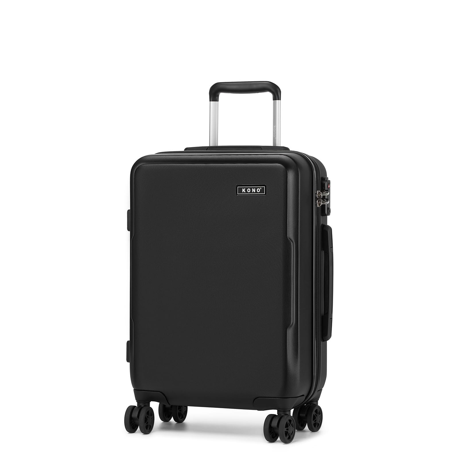Kono Maletas de Viaje Cabina de 55 cm, Material PC + ABS Ligero - Maleta con 4 Ruedas Silenciosas de TPE, Cerradura TSA y Compartimento Empresarial (Negro)