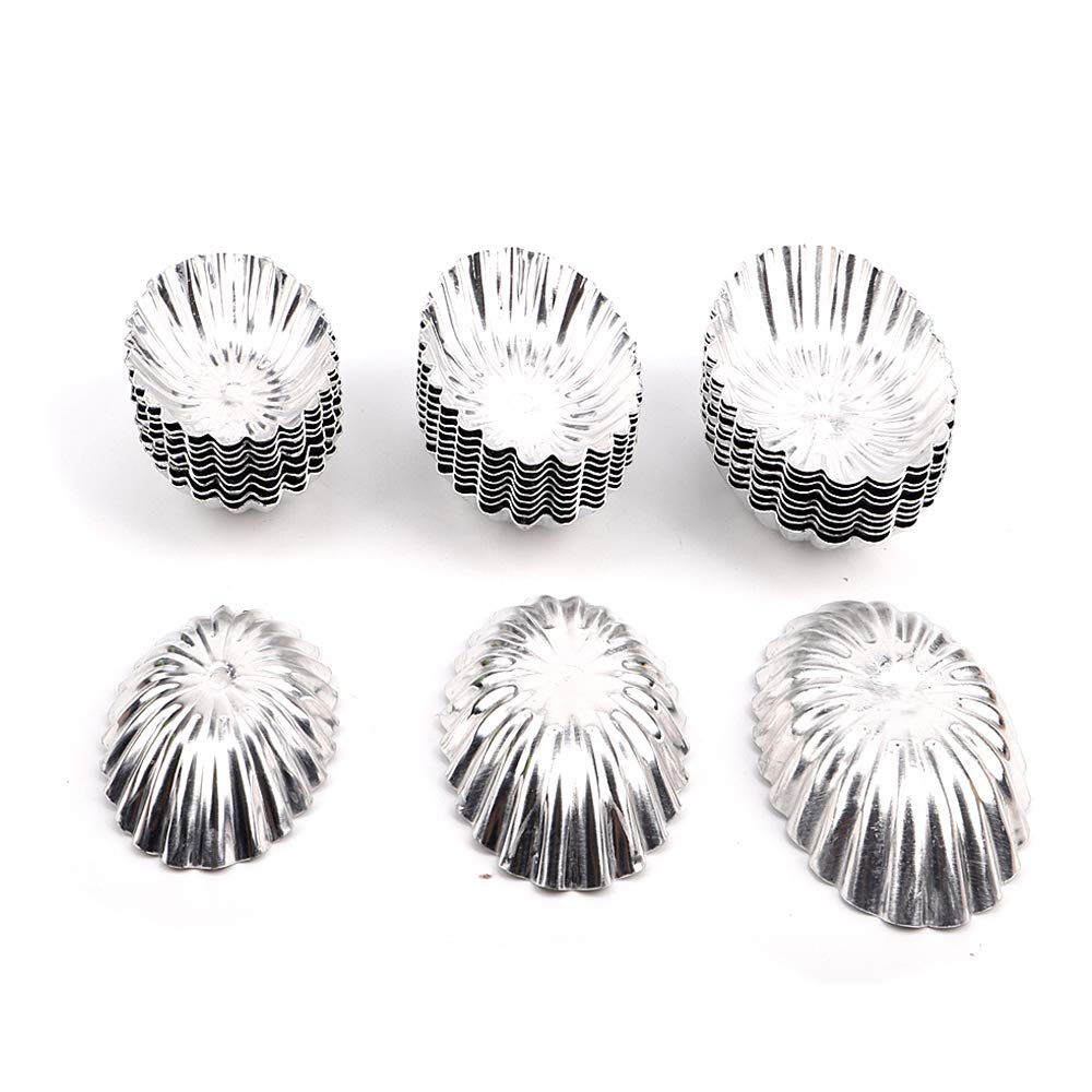 30pcs 3 sizes fluted oval boat shape anodic aluminium cake tart molds cupcake jelly mould cheese moulds DIY bakery tools