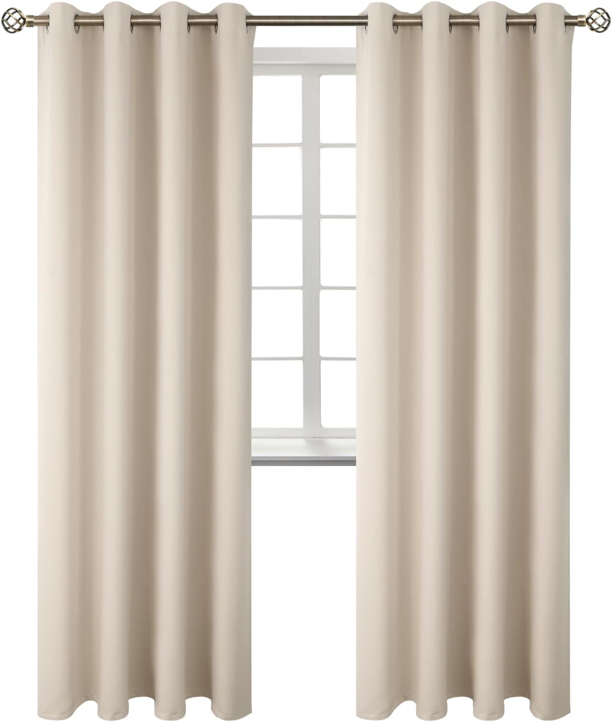 BGment Blackout Curtains - Grommet Thermal Insulated Room Darkening Bedroom and Living Room Curtains, Set of 2 Panels (55 x 69 Inch, Champagne)
