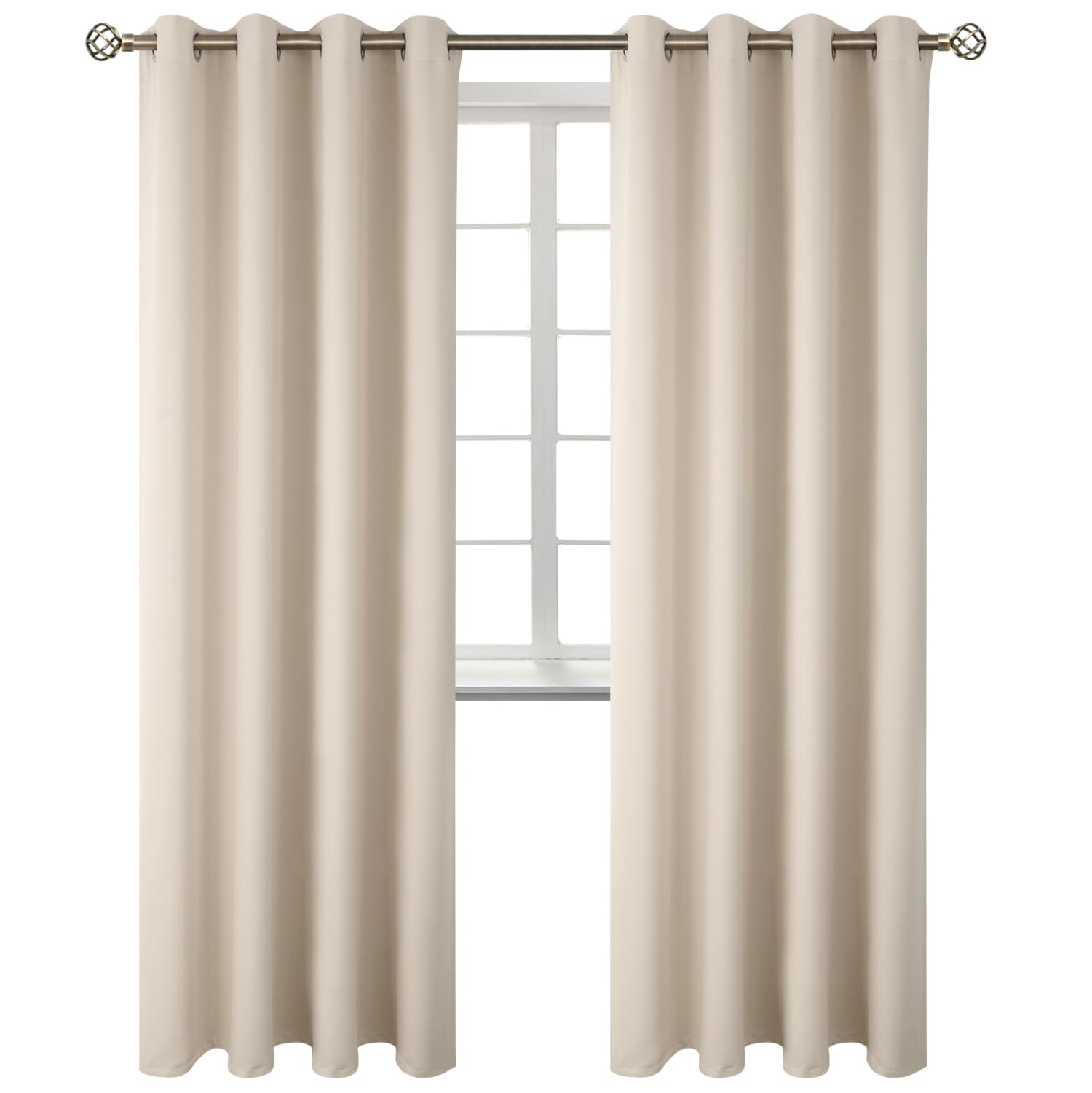BGment Blackout Curtains - Grommet Thermal Insulated Room Darkening Bedroom and Living Room Curtains, Set of 2 Panels (52 x 84 Inch, Champagne)