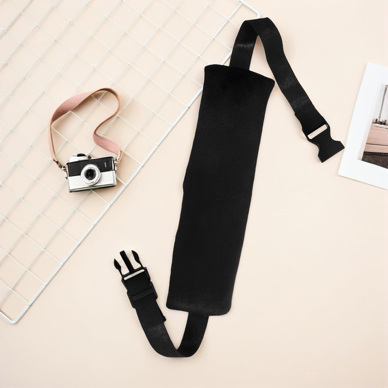Ipetboom Adjustable Black Head Support Strap for Airplane and Car, Portable 2pcs Headrest Strap for Road Trips and Flights