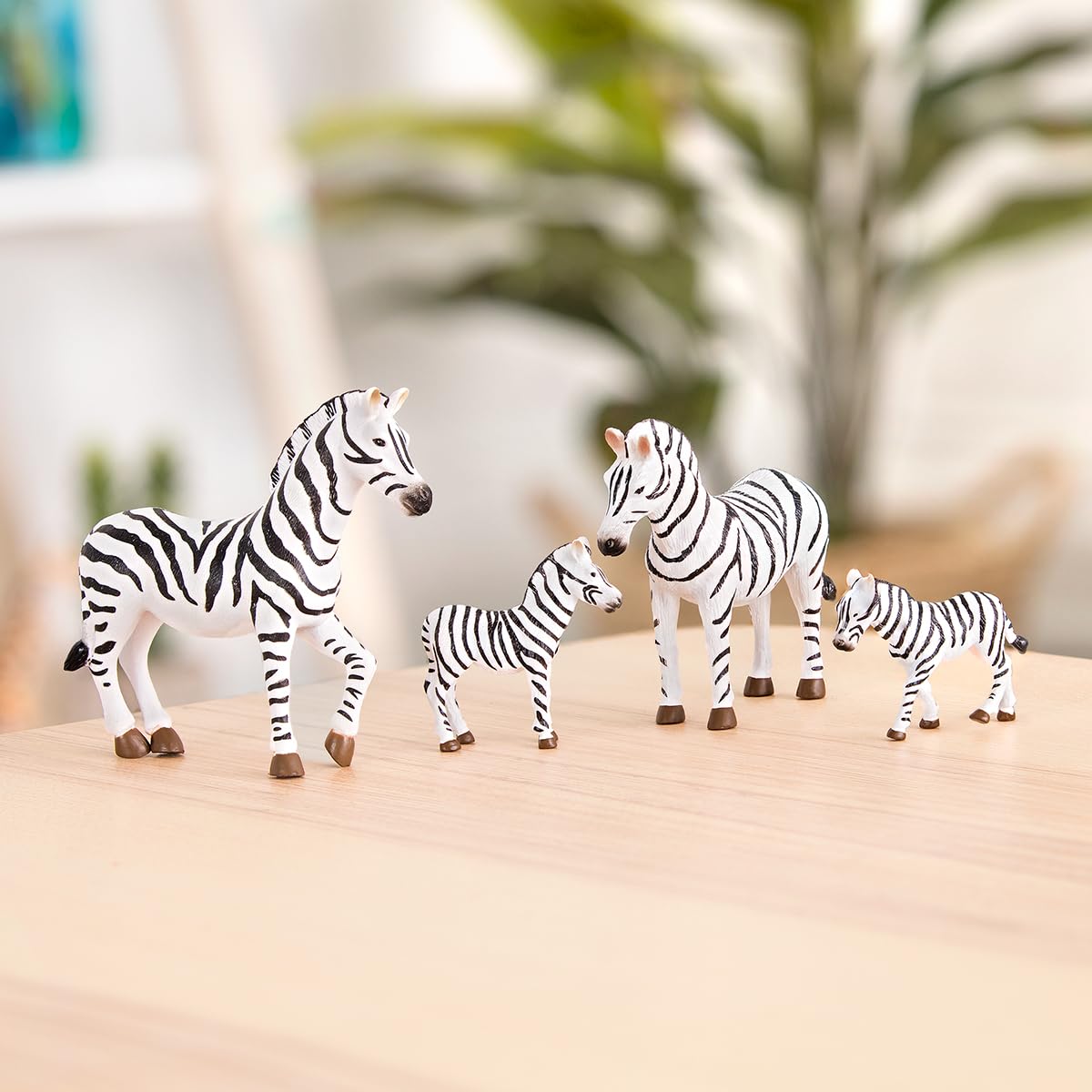 Terra by Battat – 4 Pcs Zebra Family – Realistic Plastic Safari