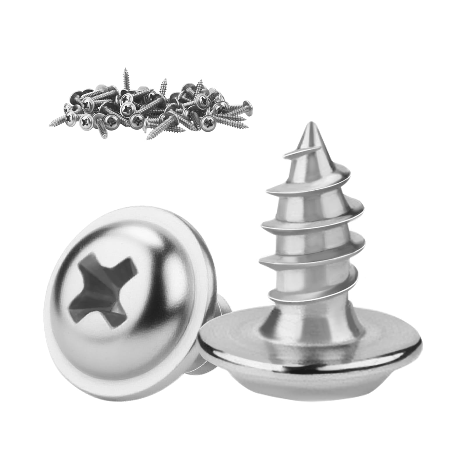 KGGZKG 30 Pcs Pan Head Screws M5x10x10.5mm Phillips Wafer Head 304 Stainless Steel Wood Screws Self Tapping Screws Multi Purpose Round Dome Head with Washer for Construction Hardware Silver