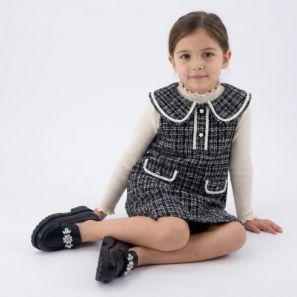CUSHIONAIRE Rhea Girls Loafers with Rhinestone Detail