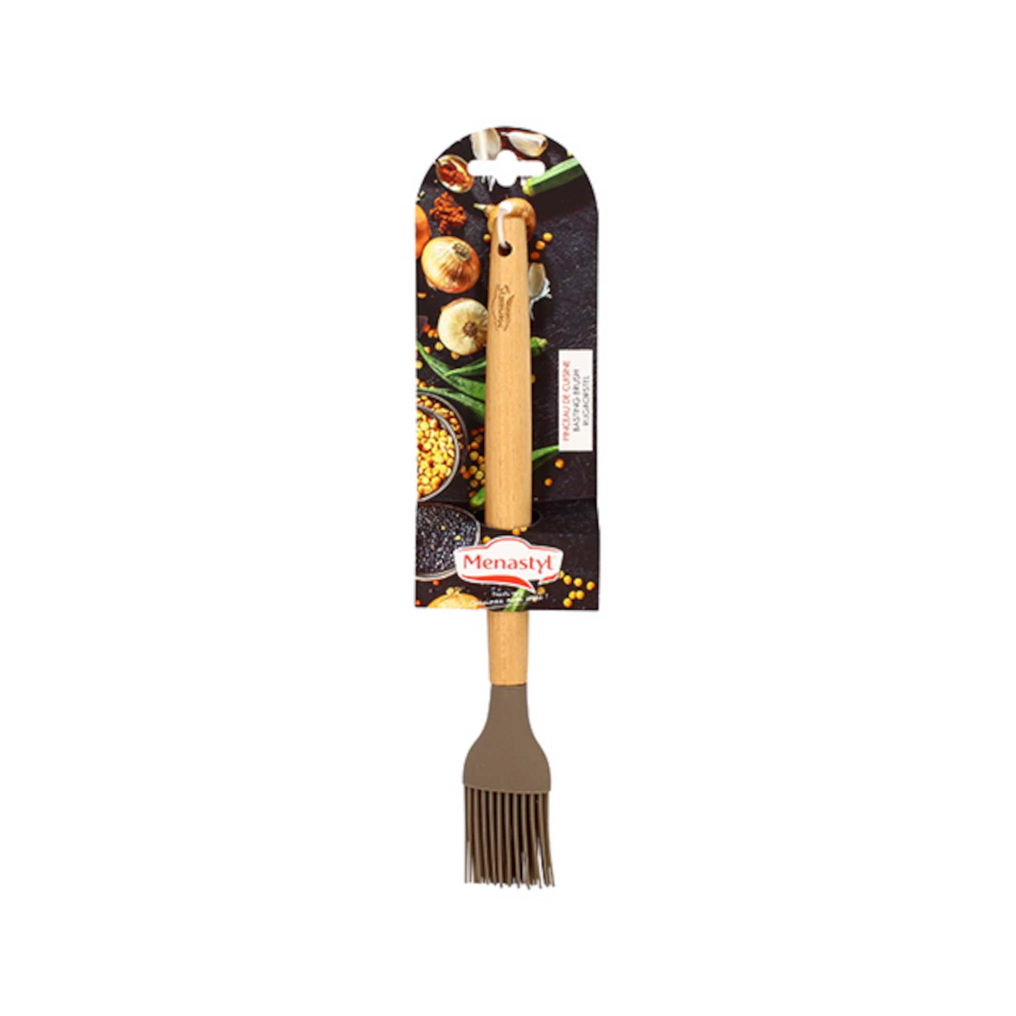 MENASTYL - Utensilios de cocina de silicona con mango de madera (juego de 10 utensilios)