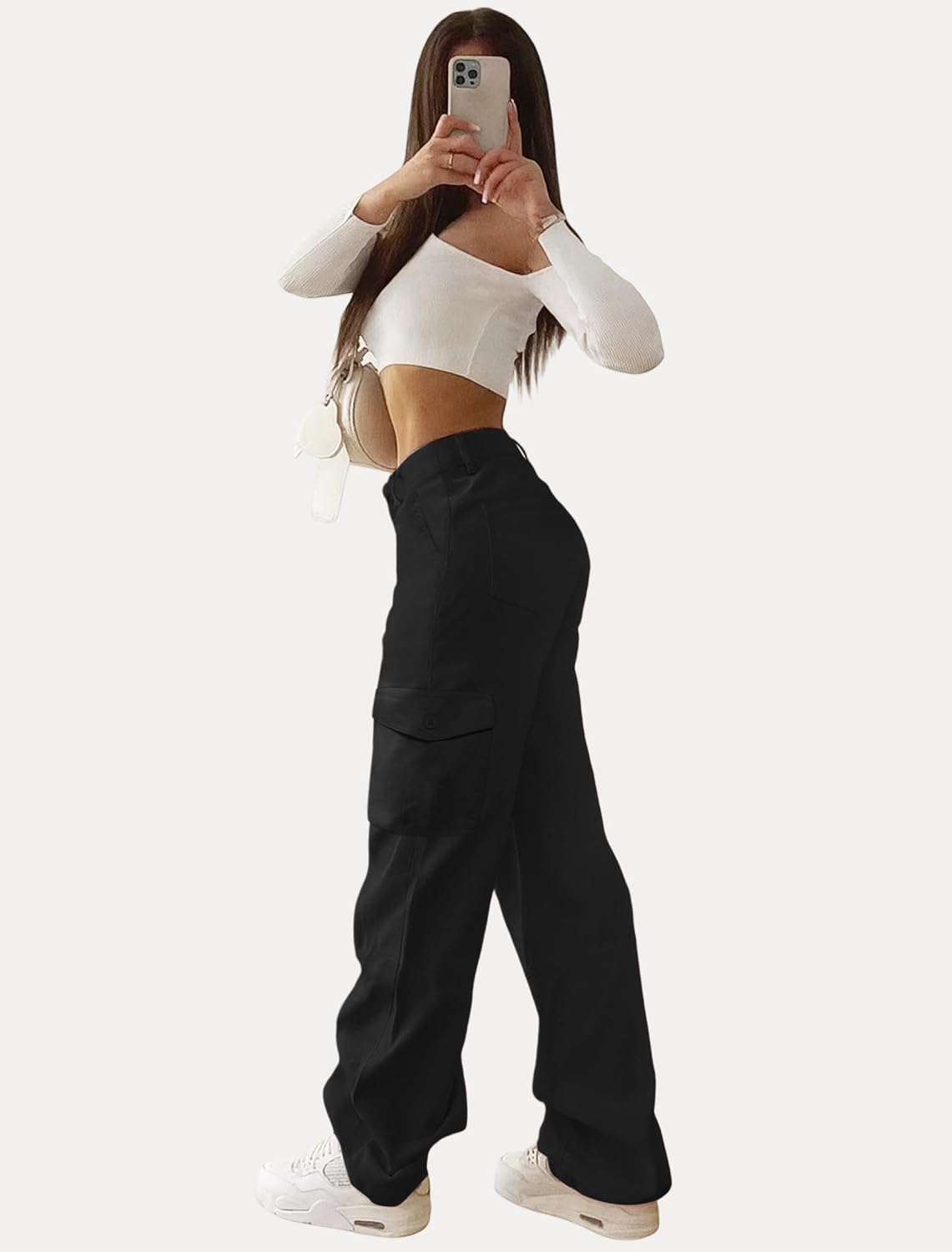 IWD Womens Cargo Pants High Waisted Straight Leg Trousers with 6 Pockets Casual Baggy Pants Trendy Clothes 2026 - Image 5