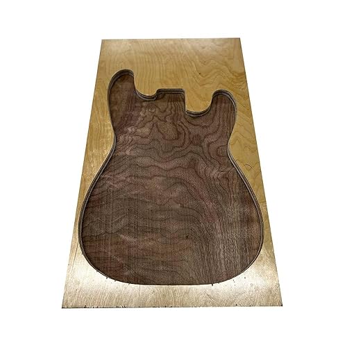 Exotic Wood Zone Cuerpo de madera de guitarra eléctrica y bajo semi explorer de nogal negro americano, 24 x 18 x 2 pulgadas, 2 unidades (sin