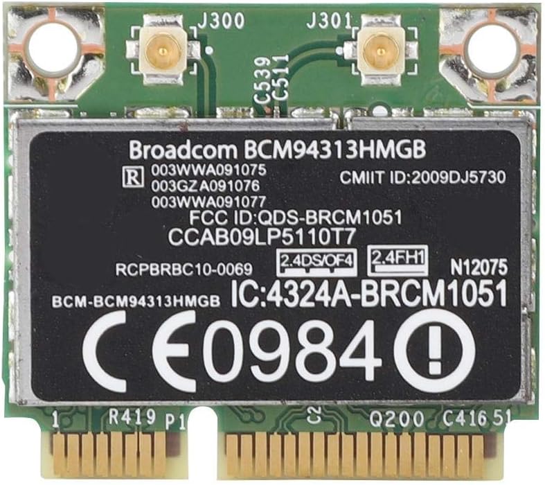 Wireless Network Adapter for Laptop PC 2.4G 150Mbps PCI E Express WiFi Card for Broadcom BCM94313HMGB Series Chipset, Built in Bluetooth 3.0 Wireless Bluetooth Adapter