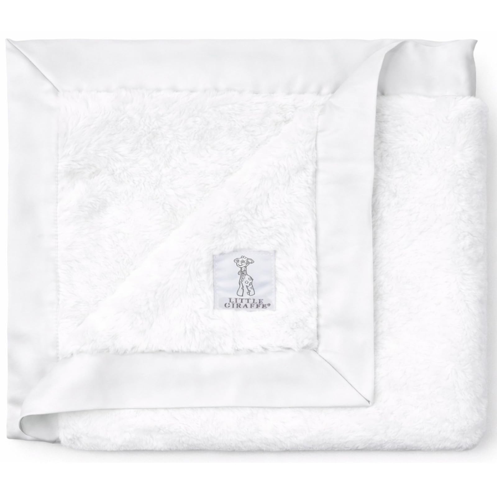 Little Giraffe Baby Blanket - Luxe Soft Blanket with Satin Trim - Baby Stroller Blanket - Newborn Baby Essentials & Baby Gifts - 29x35" - White