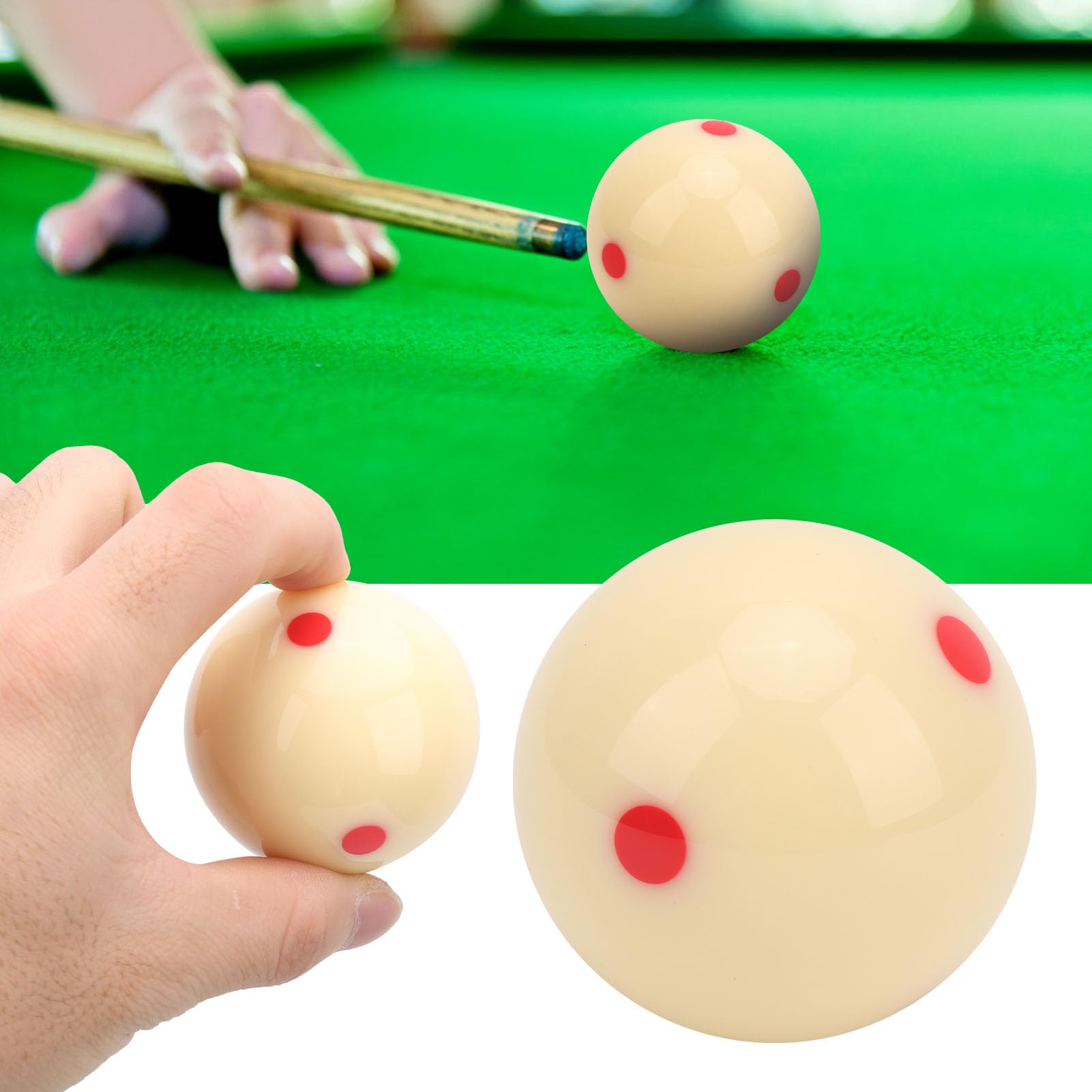 Jwthee 2 PCS Billiard Training Cue Ball, Standard 52.5mm Pool Cue Ball Practice, Cue Ball with Marked Points, Billiard Snooker Training Pool Cue Ball