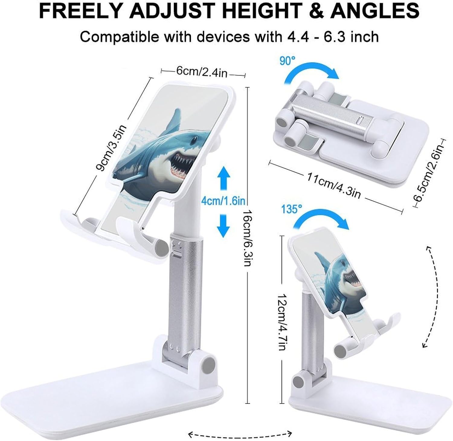 Blue Shark Folding Cell Phone Stand, Portable Phone Holder image 2
