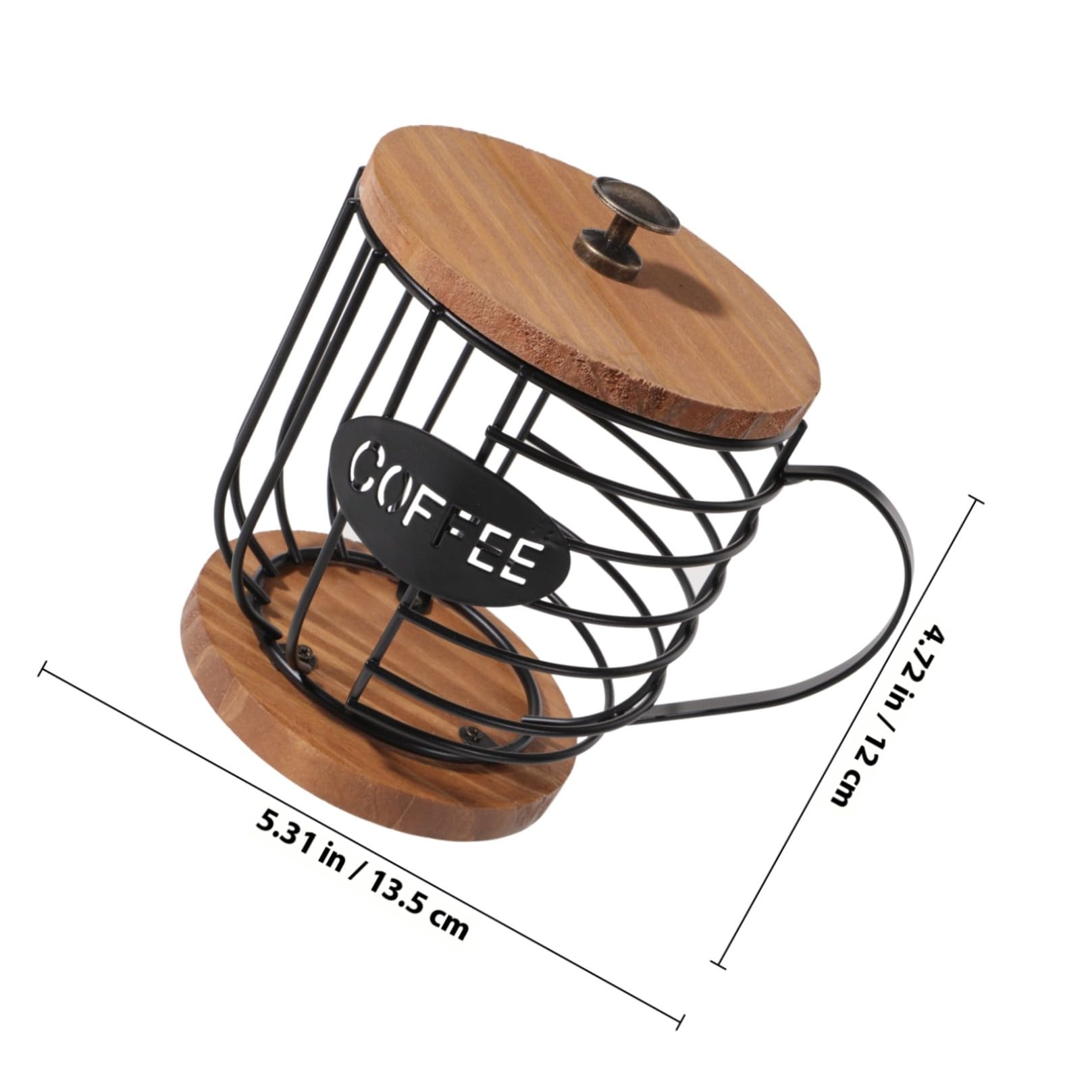 Amosfun Cesto Portaoggetti Resistente in Ferro e Legno a Forma di Tazza Capacità Portacapsule Caffè per Cucina e Casa