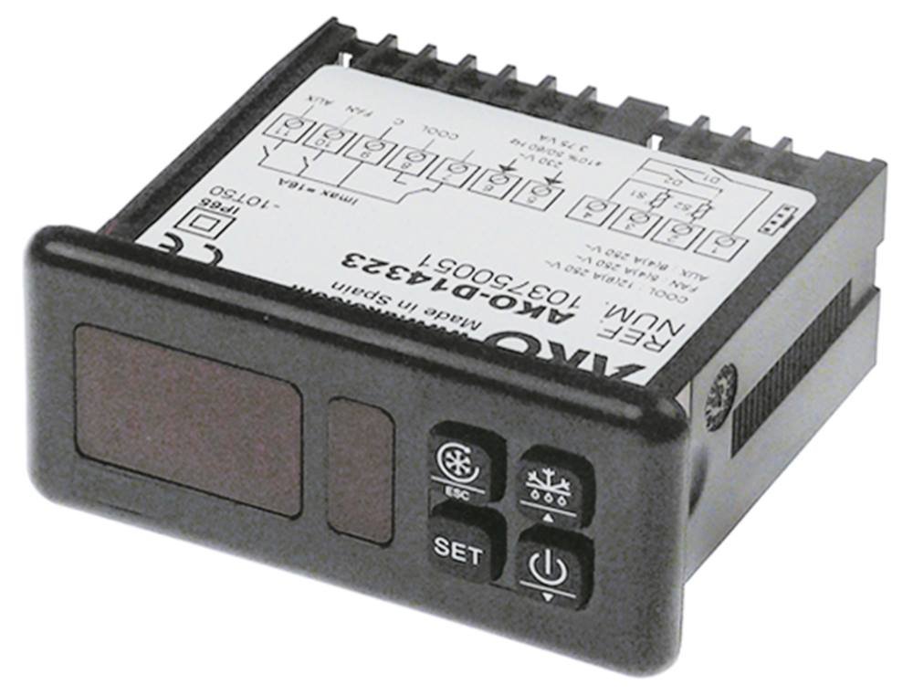 AKO D14323 Régulateur électronique DI IP65 3 sorties relais NO-8A (4) NO-5A(4) CO-12A(9) avec 1 sonde NTC PTC/DI pour NTC/PTC AC