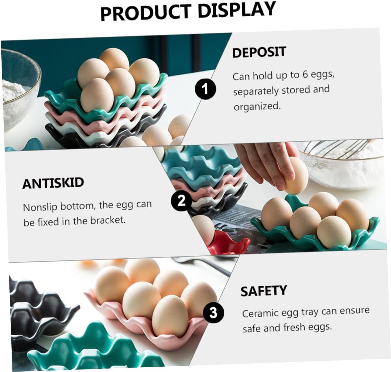 2pcs Stackable Ceramic Holder Kitchen Storage Tray for Compact Design for Refrigerator Organization and Easy to Clean