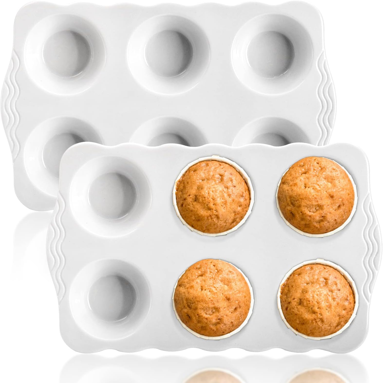 Pampered Chef Family Heritage Stoneware Muffin Pan Glass