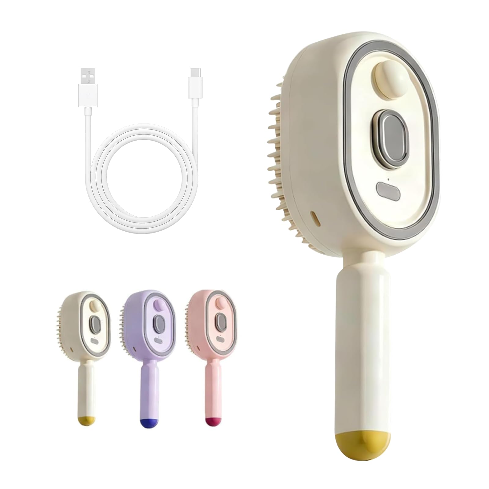 Electric Steam Brush for Hair, 2026 New Rechargeable Steam Hair Straightener Brush, Electric Hair Brush for Women, Reduces Frizz and Anti-Tangle, Anti-Static (White)