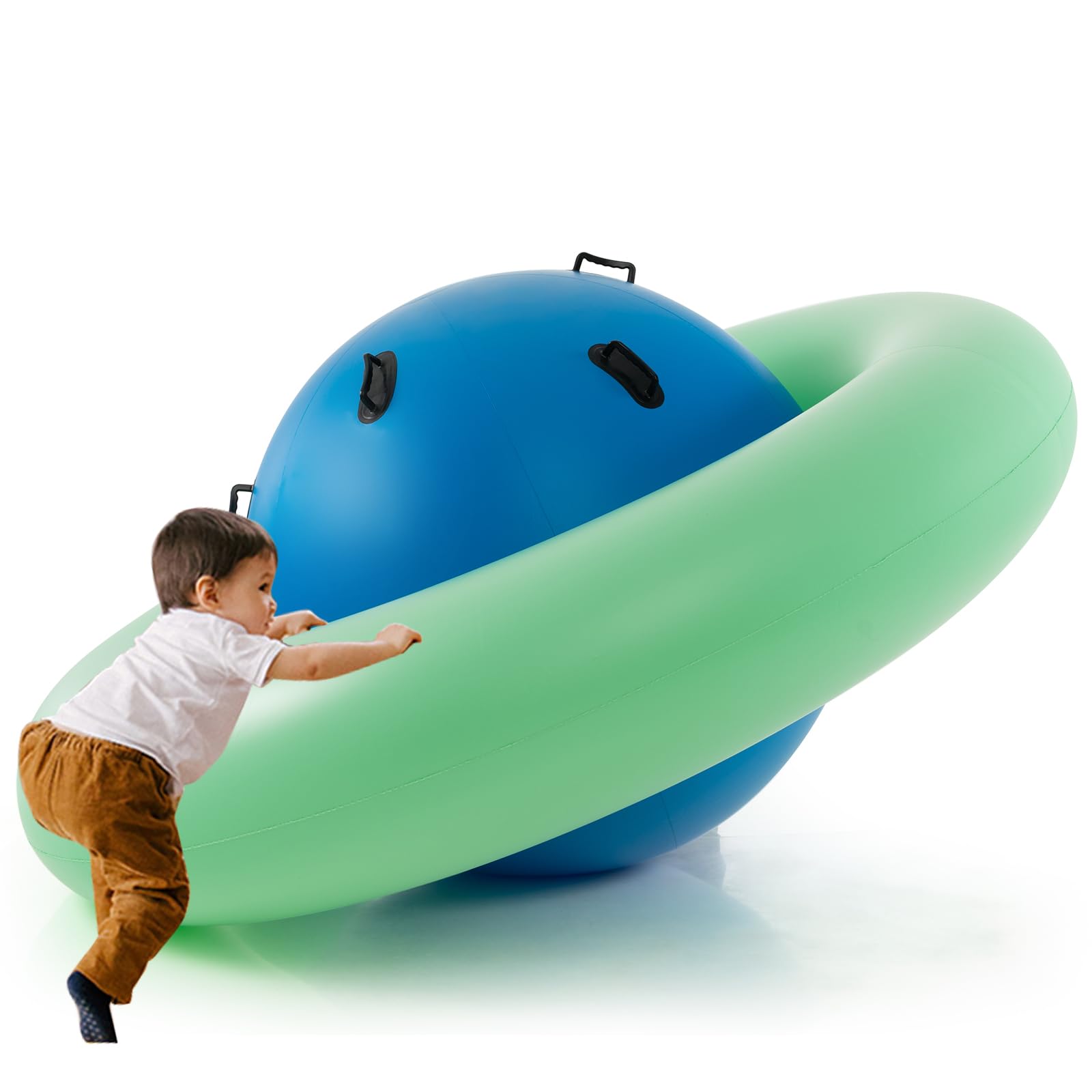 SOARS Aufblasbare Kletterkugel für Kinder ab 5 Jahren - Hüpfball zum Klettern, Kletterkuppel mit 6 Griffen bis zu 113kg belastbar (Blau + Grün)