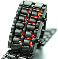 Vista 2 de Gosasa Reloj de acero inoxidable estilo lava para hombre, reloj digital LED rojo, azul, negro, reloj de pulsera