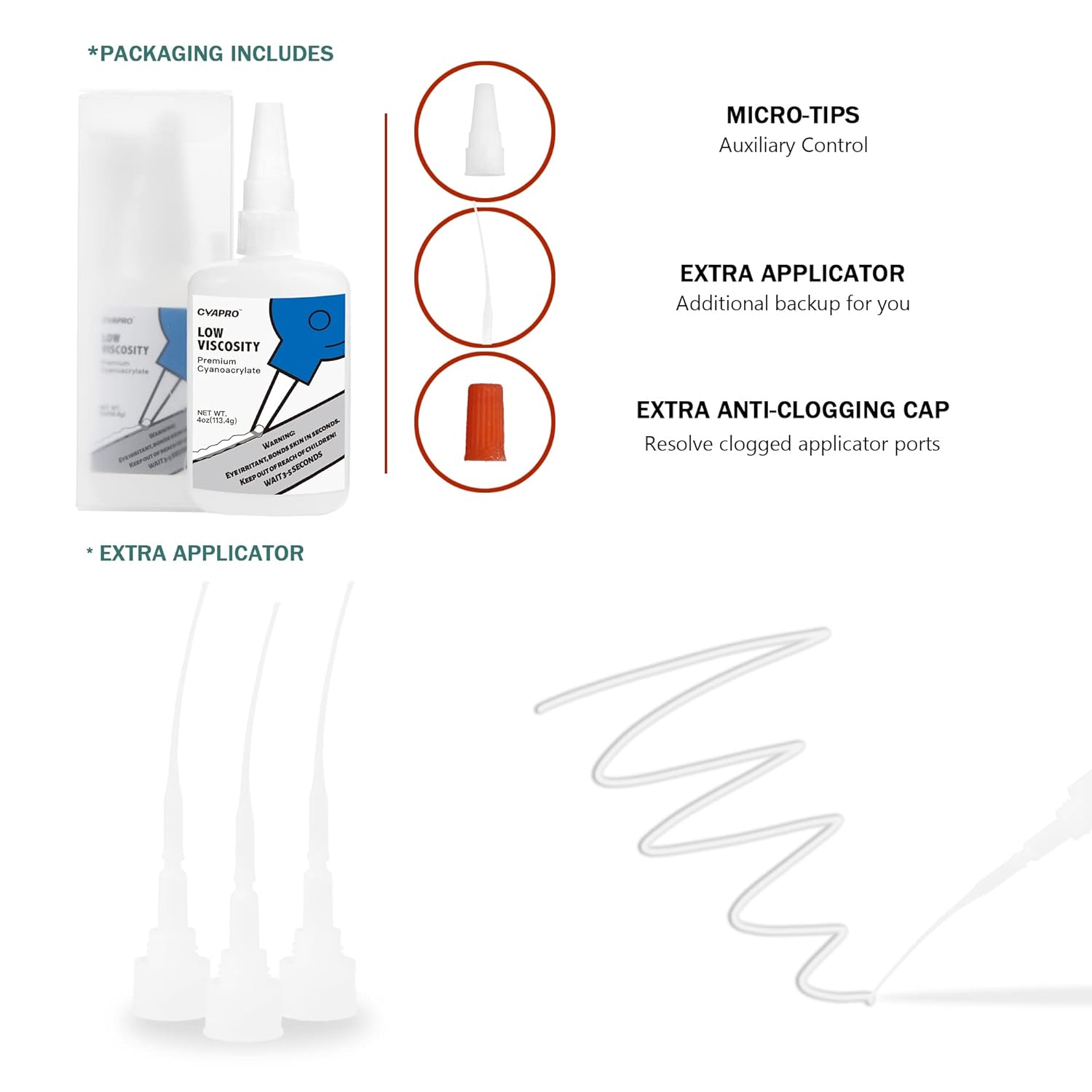 CYAPRO Professional Grade Super CA Glue, 113 Gram, Low Viscosity Premium Instant Cyanoacrylate Adhesive Plus Extra Cap and Microtips, Crazy Craft Glue for Wood, Filling Voids, Plastic, Metal, Ceramic: Industrial & Scientific