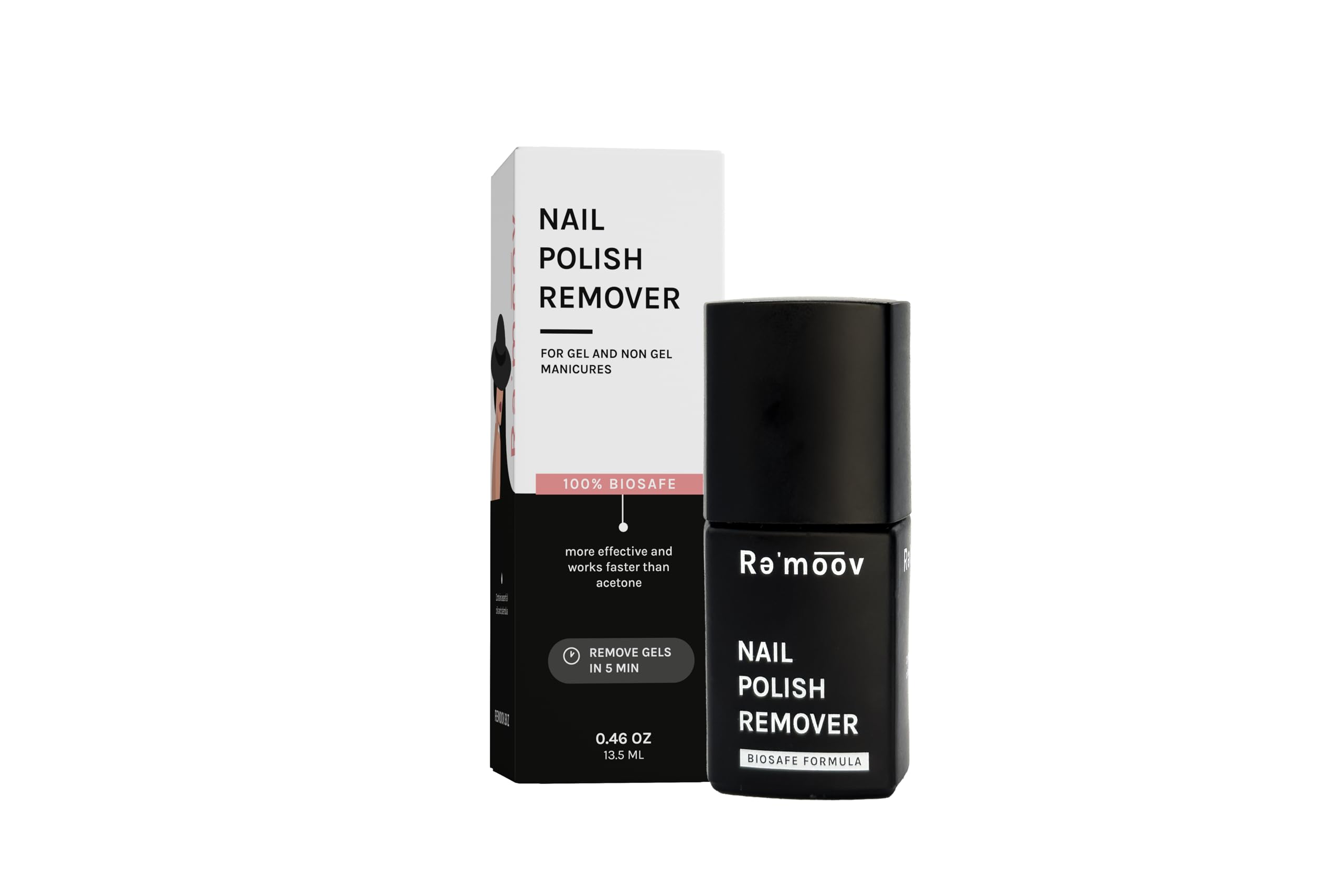 Fast-Acting Nail Polish Remover Acetone Free, Instant Regular & 5-Min Gel Polish Eraser, Promotes Nail Health