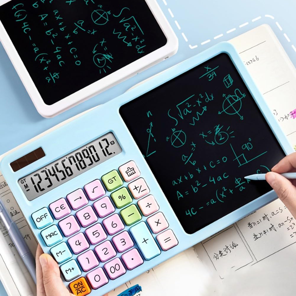 Calculadora solar portátil para estudio y escuela con bloc de notas táctil antirreflectante