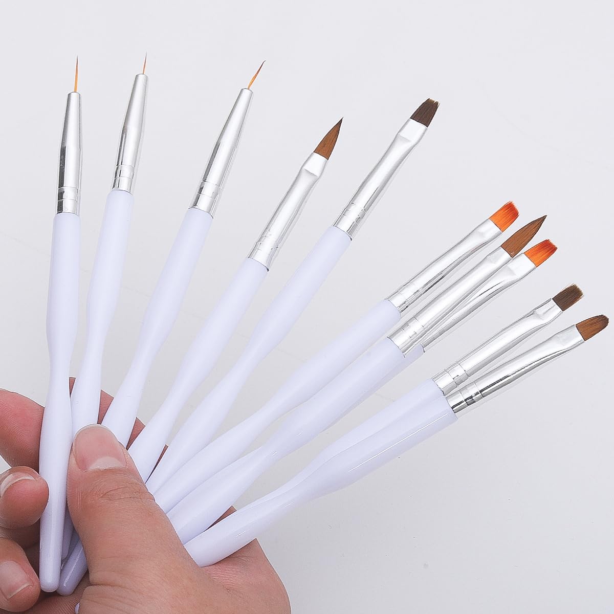 Nail Art Brushes Set, 10pcs Nail Design Painting Brushes, Professional Nail Art Design Brushes, Nail Fine Liner Brushes, White - Image 3