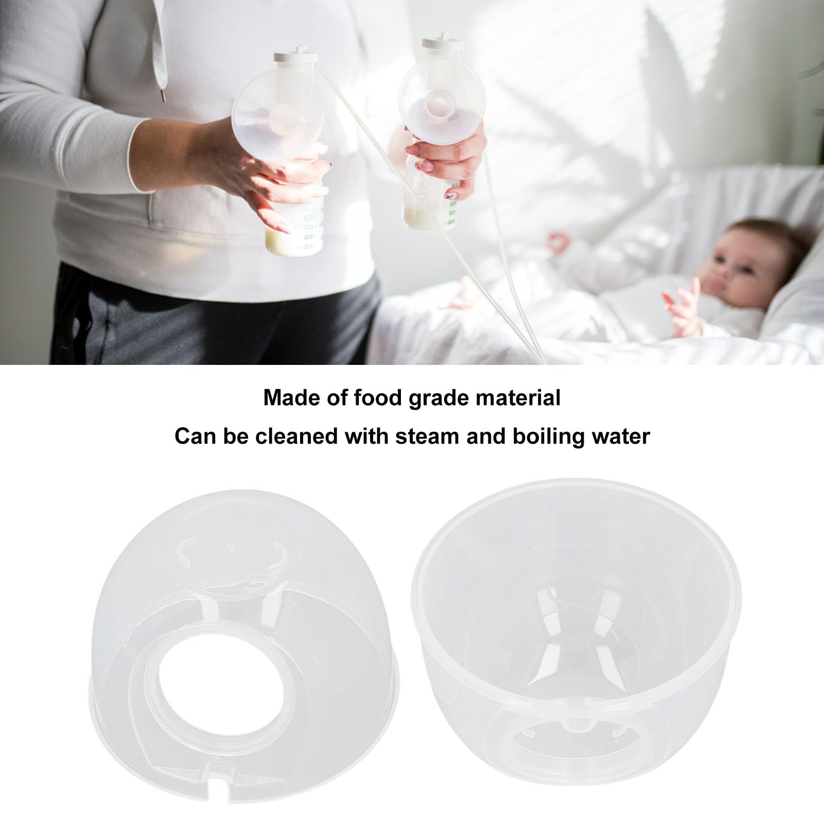 Pump Milk Collector Cup, 2Pcs Plastic Pump Milk Collector Cup Accessories for Momcozy S12 S9 S10 for Kmaier - Image 3