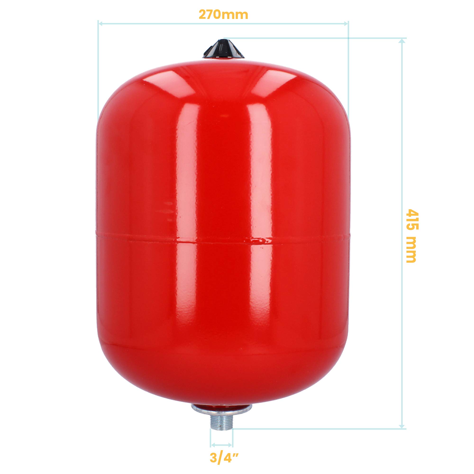 Membrana de expansión de calefacción, 18 L, recipiente de expansión de presión, depósito de compensación de sobrepresión, válvula de calefacción central, depósito de expansión, 5 bares de