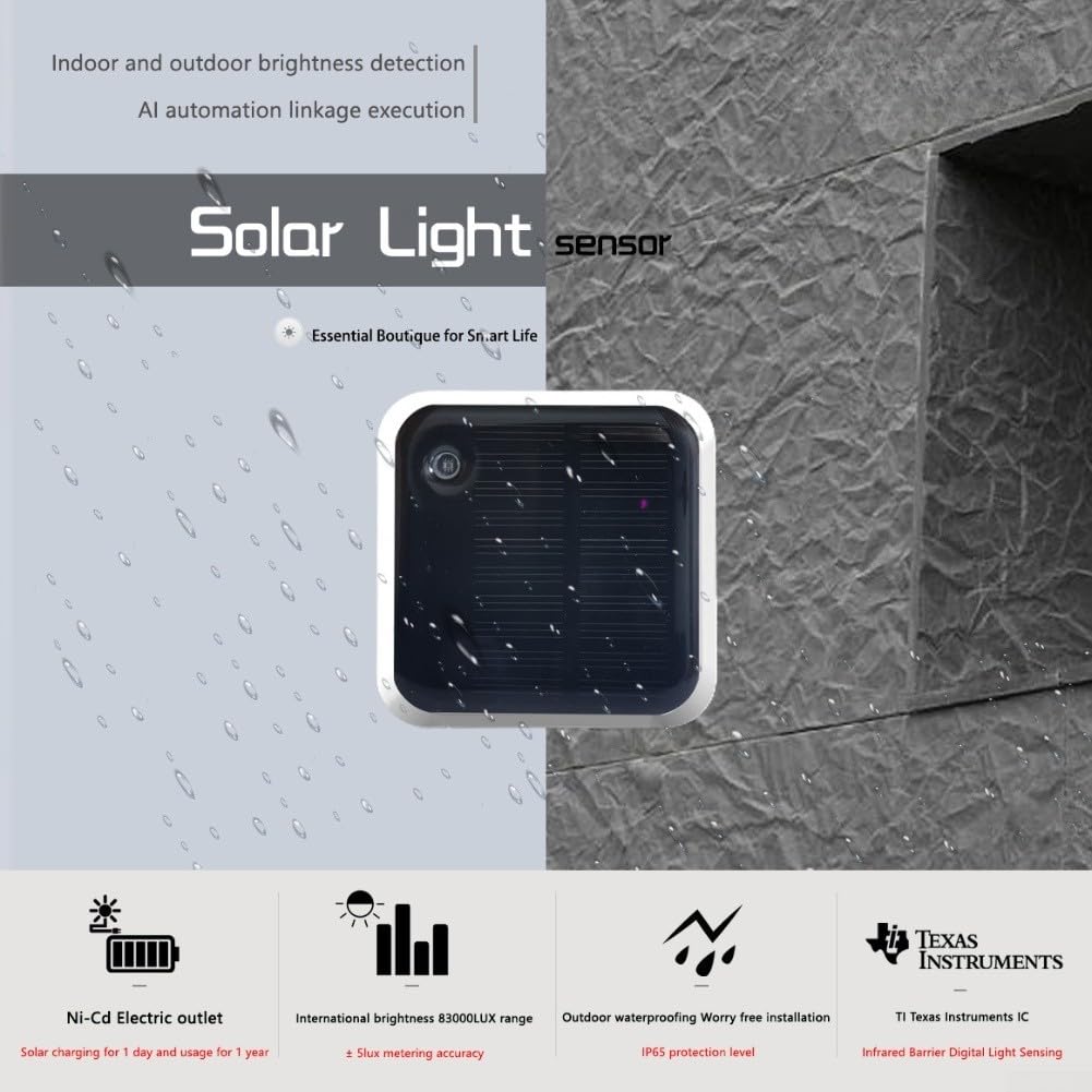 Capteur de luminosité Solaire pour Tuya pour Zigbee étanche pour extérieure, avec Affichage de la température, de l'humidité et de la sécurité de la Maison Intelligente