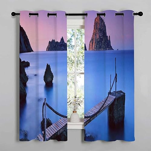 Miniatura 3 de Garage Window Coverings Scenic Landscape Doorway Curtain Rod Cortinas para Ventanas De Cuarto 72Inch Width by 72Inch Length,2 Panels