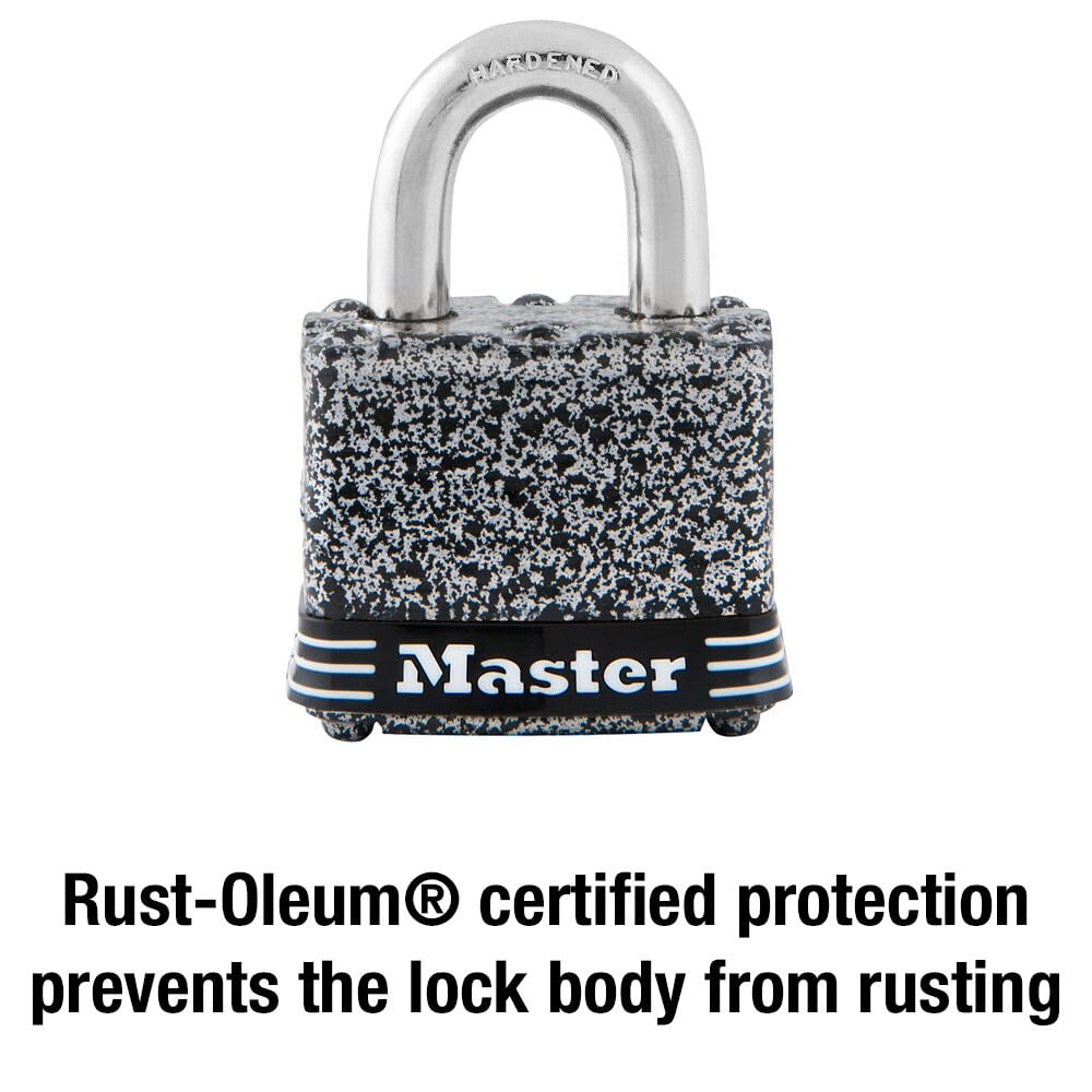 Laminated Keyed Padlock, 4-Pin Cylinder, Steel + Rust-oleum Finish, 1-1/2 In. - 380D