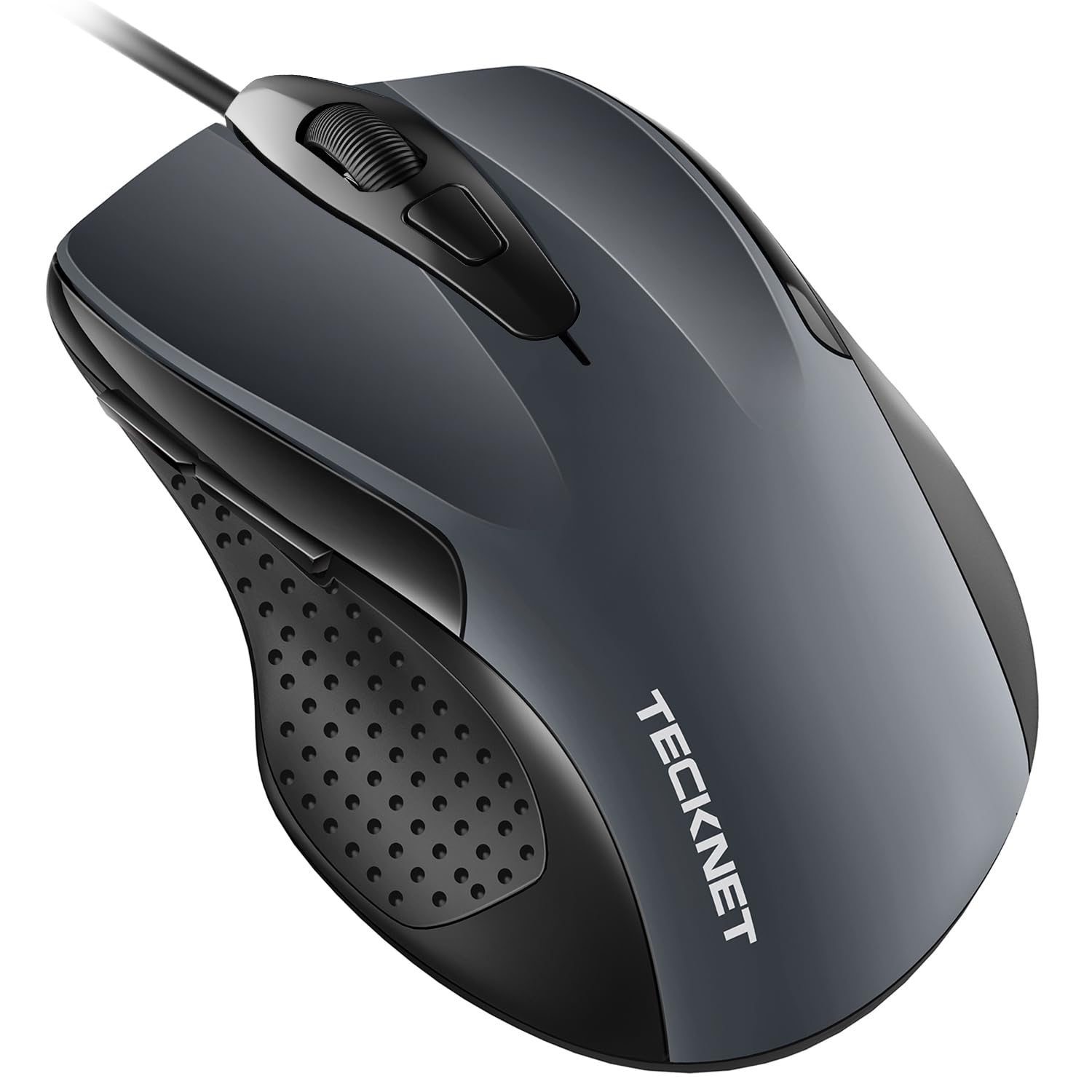 TECKNET PRO Mouse con Filo, 6400 DPI Mouse Ottico Cablato, 6 Pulsanti, Cavo USB 1.5M, Plug and Play, Mouse Ergonomico con Filo per PC, Computer, Laptop, Mac Laptop - Grigio