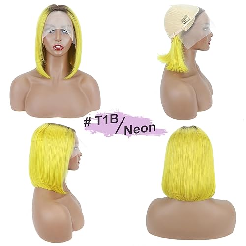 Miniatura 23 de Evala Bob Wig Human Hair Black Bob Lace Front Wig 10 inch Middle Part Short Bob Wig 13x4x1 Frontal Lace Wig #1 Jet Black Color Bob Wigs 150% Density