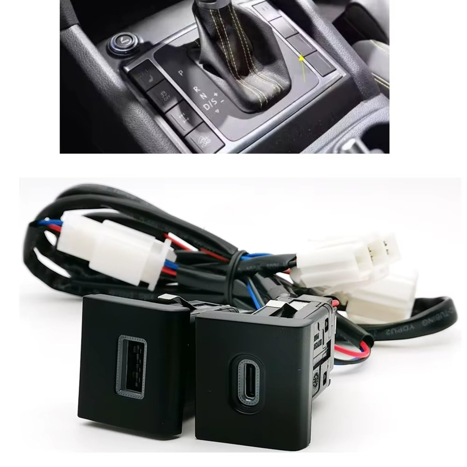 Console Presa USB Compatibile Con Per Amarok 2011-2018 Auto Tipo C-PD QC3.0 Doppia Presa Ricarica Adattatore Alimentazione Telefono Ricambi Auto
