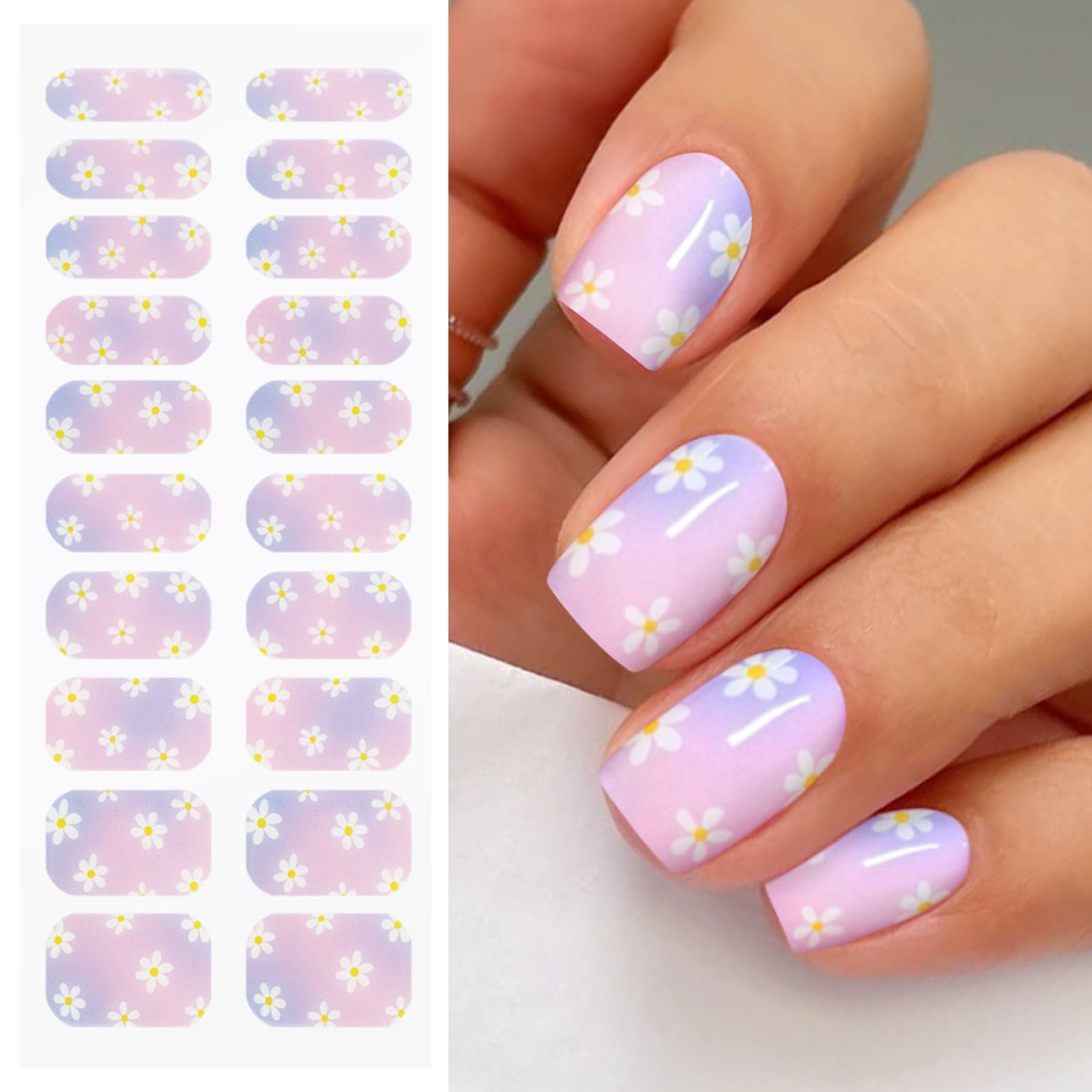 JMEOWIO Folia do paznokci UV utwardzana kwiatami UV żel Nail Strips naklejki na paznokcie naklejki na paznokcie Nail Art dekoracja akcesoria do stylizacji paznokci