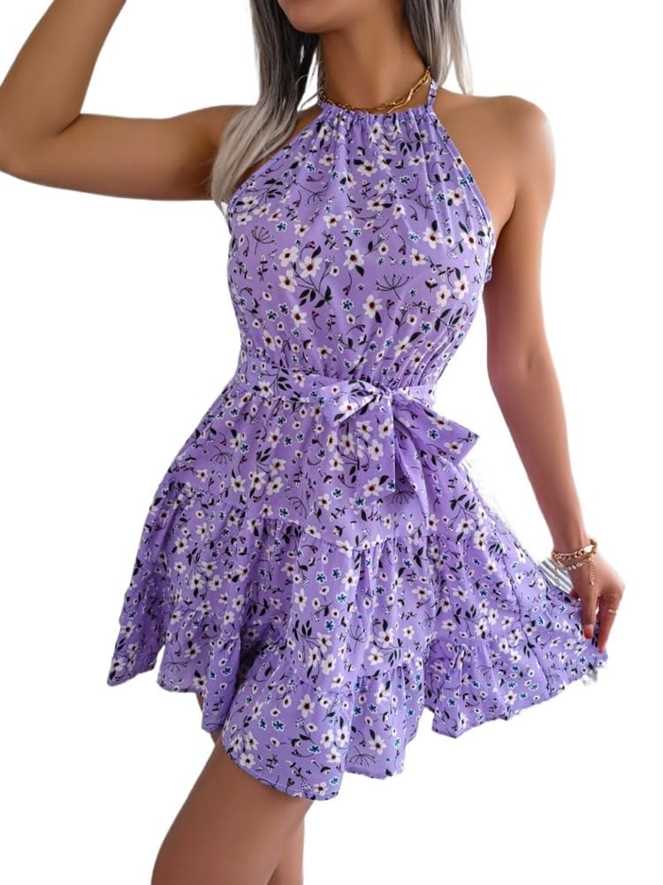 Amazon.com: Lymzpwg Women's Sleeveless Halter Dress Casual Ruffled Swing Floral Dress Vacation Dress (Color : Light Purple, Size : Small) : Clothing, Shoes & Jewelry Amazon.com: Lymzpwg Women's Sleeveless Halter Dress Casual Ruffled Swing Floral Dress Vacation Dress (Color : Light Purple, Size : Small) : Clothing, Shoes & Jewelry