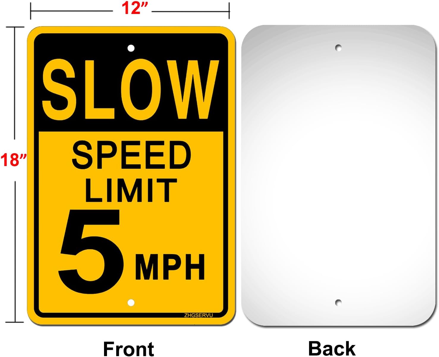 Slow Down Speed Limit 5MPH Sign (2 Pack),18 x 12 Inches Street Safety Protect Yard Sign Rust Free Aluminum Waterproof and Durable Ink