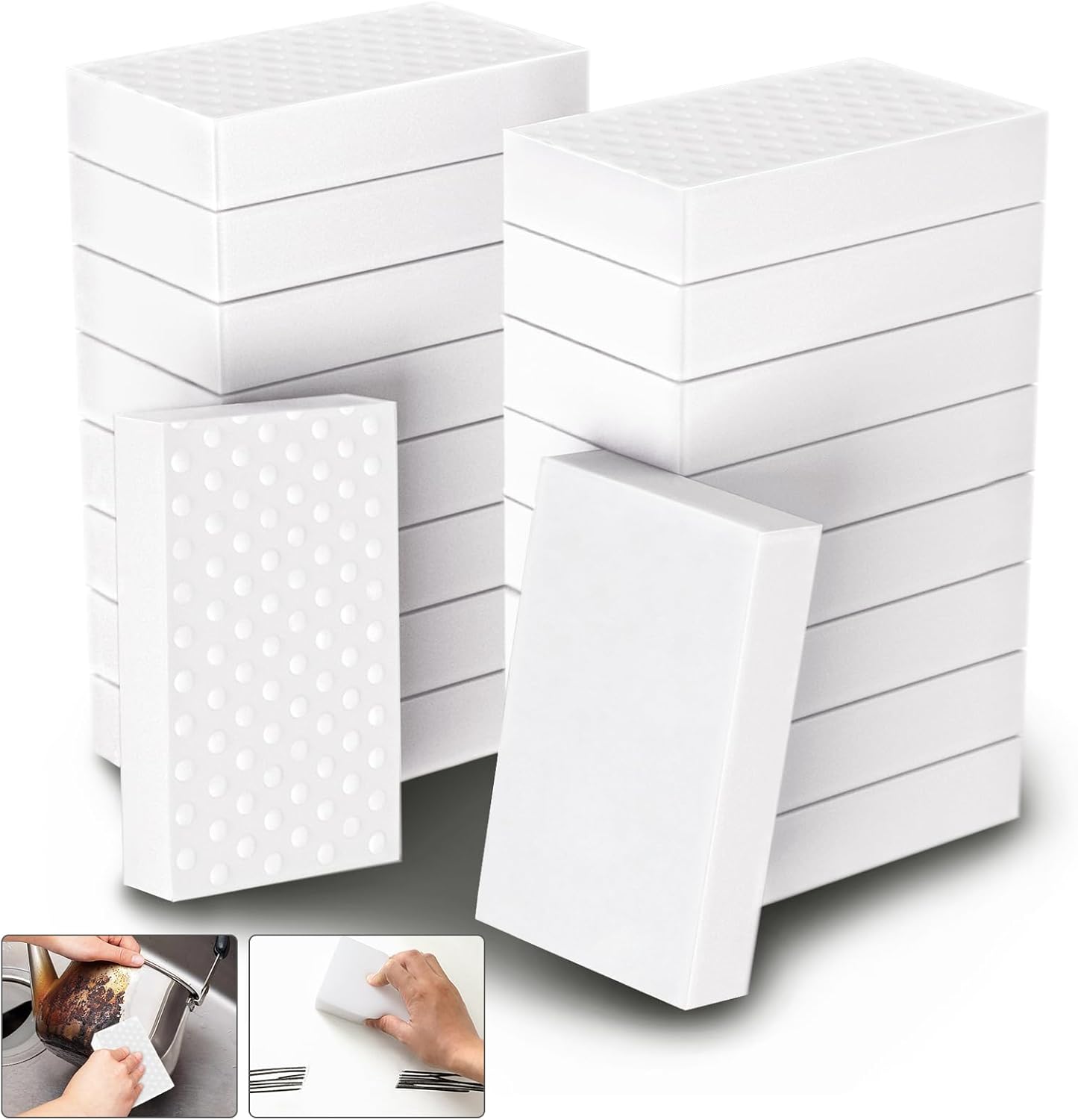 Magic Sponge Eraser,POWOBEST 50 Pack 2X Density Extra Thick Melamine Sponge,Household Extra Large Cleaning Pads,Melamine Foam, No Scratches Cleaning Sponge,Multi-Purpose Bathroom,Floor, Kitchen