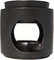 Zweipappel Ceramic Tealight Wax Warmer - Handmade Duftlampe Oil Diffuser with Removable Bowl, Matt Black, 11cm Tall