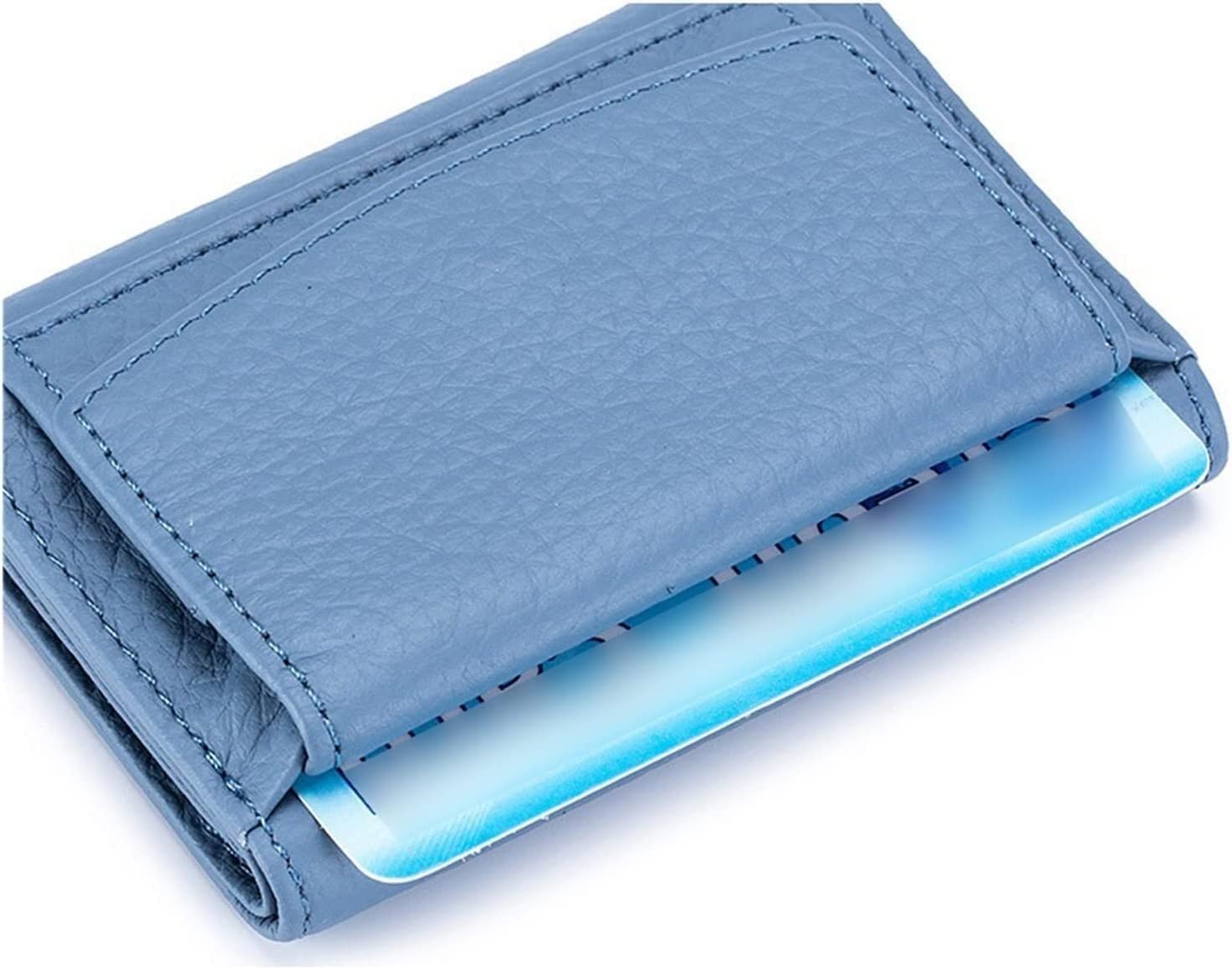 Carteras para Hombre en el Reino Unido, Monedero de Cuero Mujer, minimonedero Colores Caramelo(Light Blue)